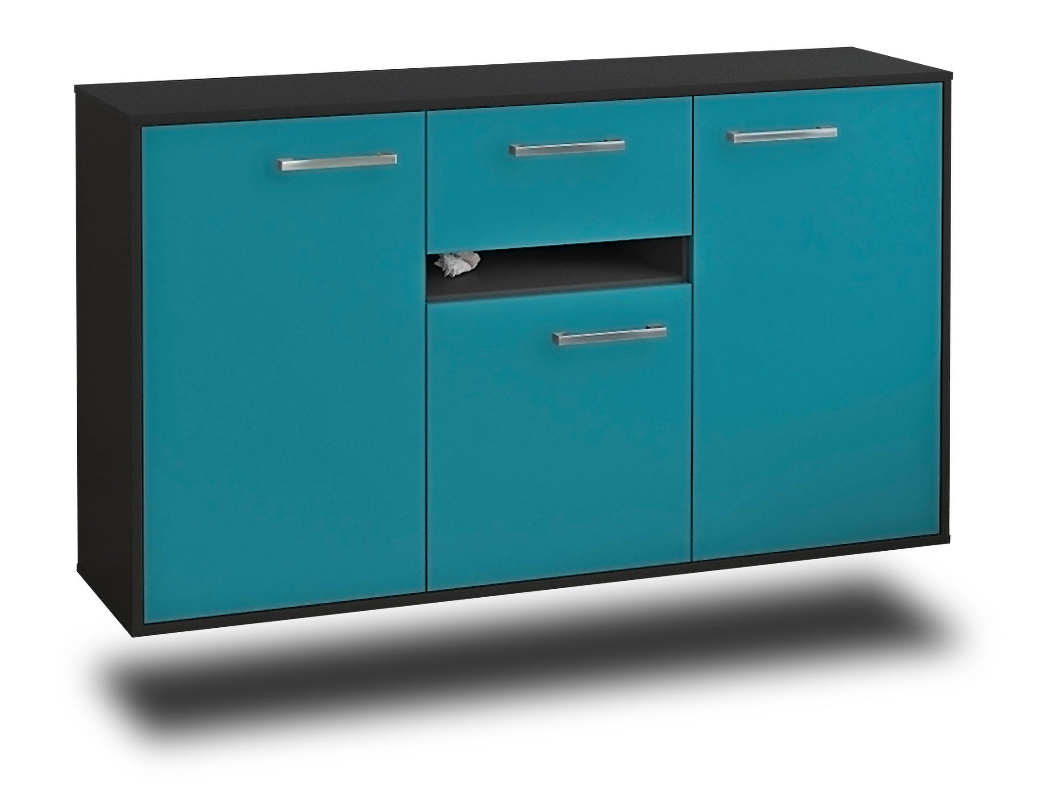 Sideboard - Dorina - Design Farbakzent - Wandmontage mit Griffe 136 cm Anthrazit