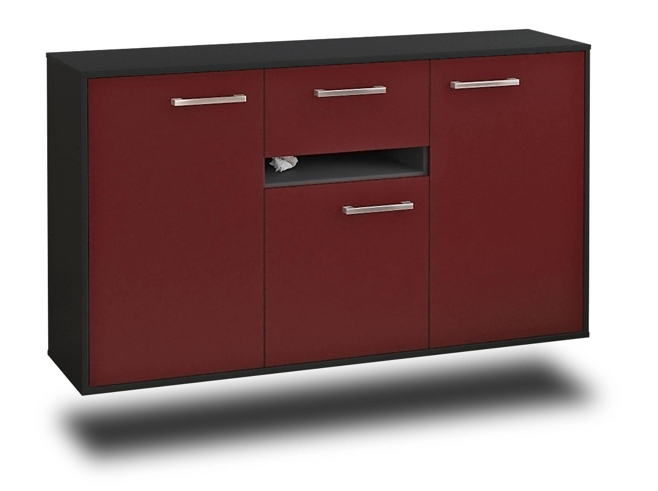 Sideboard - Dorina - Design Farbakzent - Wandmontage mit Griffe 136 cm Anthrazit