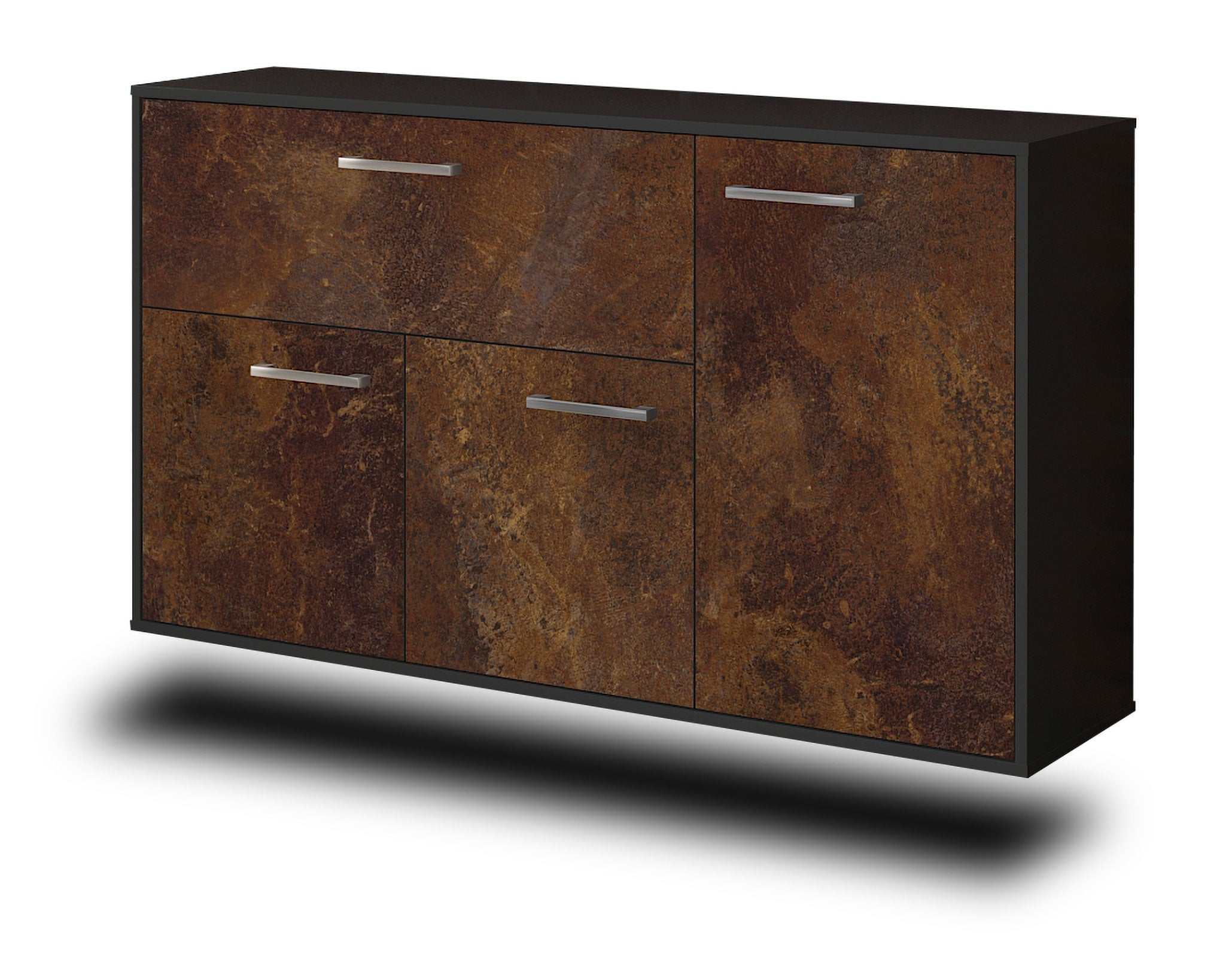 Sideboard - Edera - Design Industrie Stil - Wandmontage mit Griffe 136 cm Anthrazit