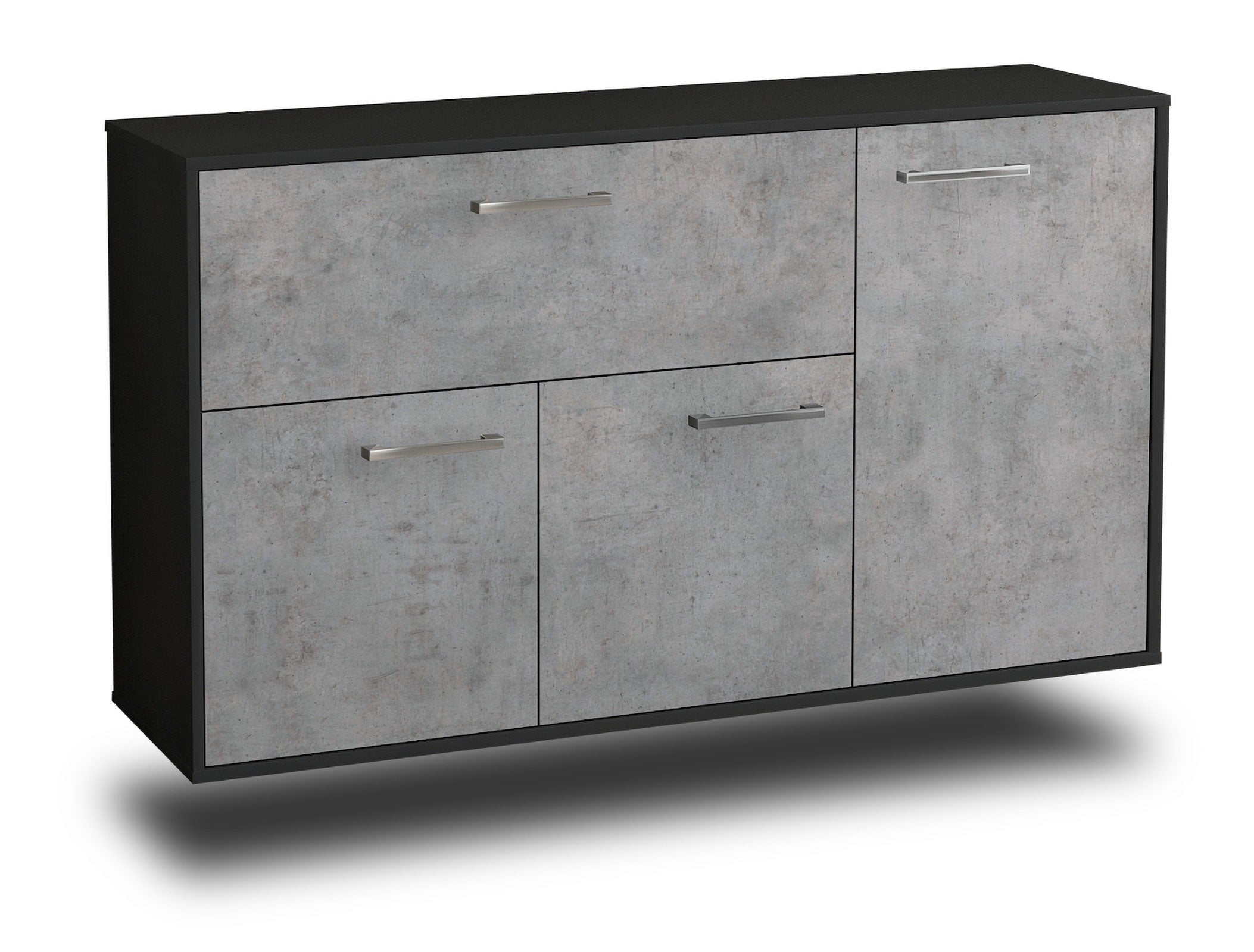 Sideboard - Edera - Design Industrie Stil - Wandmontage mit Griffe 136 cm Anthrazit