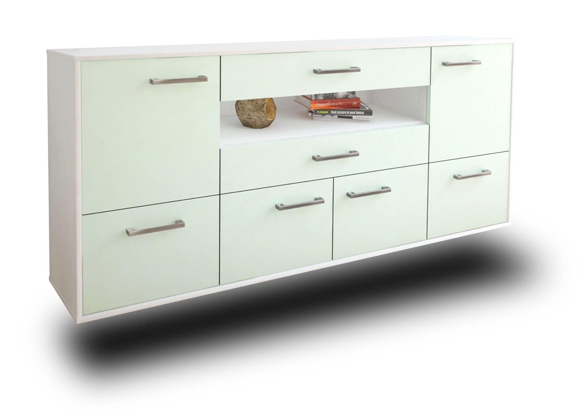Sideboard - Emely - Design Farbakzent - Wandmontage mit Griffe 180 cm Weiss