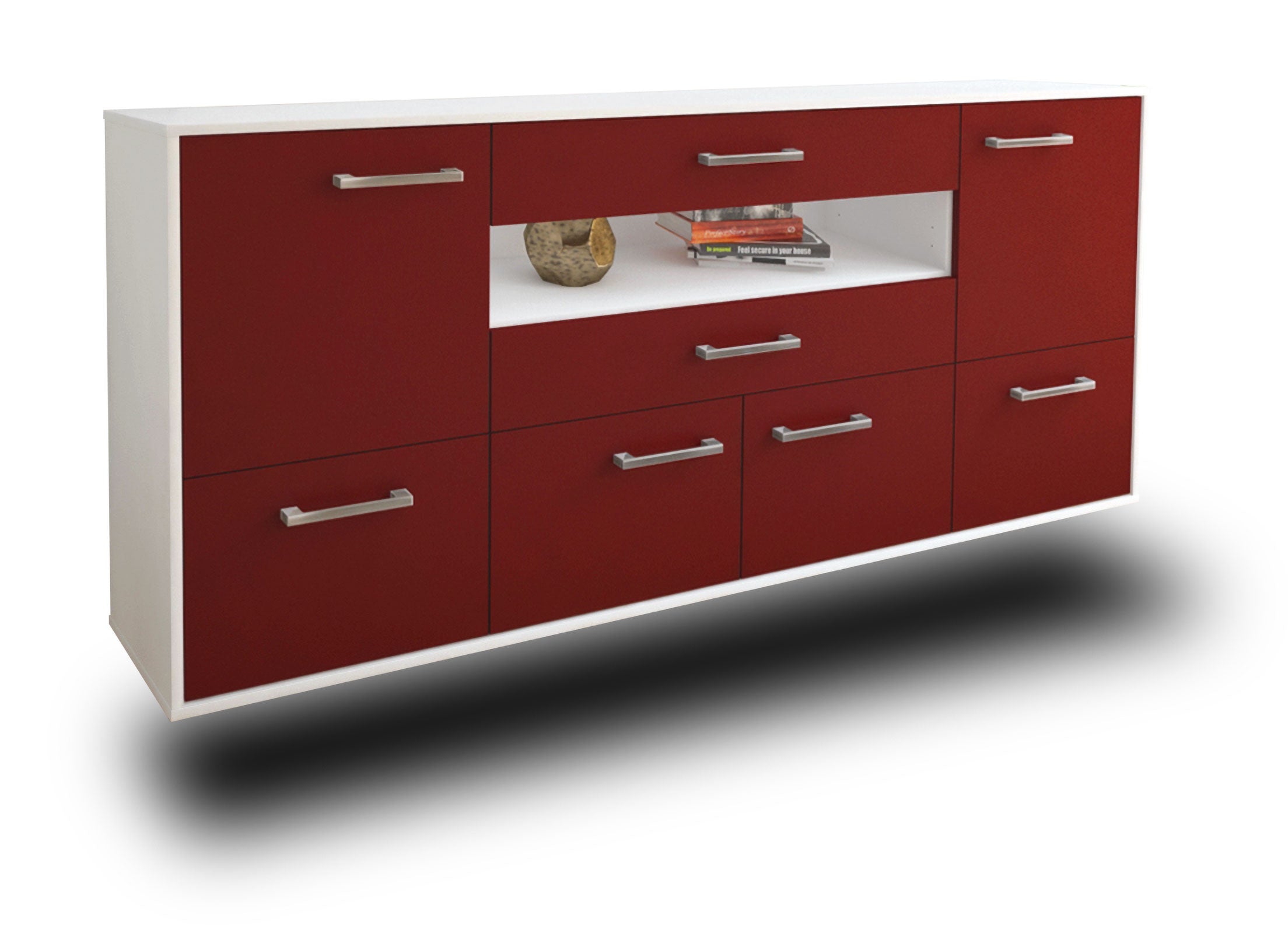 Sideboard - Emely - Design Farbakzent - Wandmontage mit Griffe 180 cm Weiss