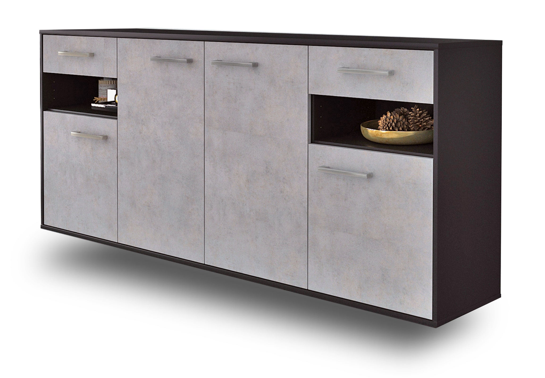 Sideboard - Franca - Design Industrie Stil - Wandmontage mit Griffe 180 cm Anthrazit