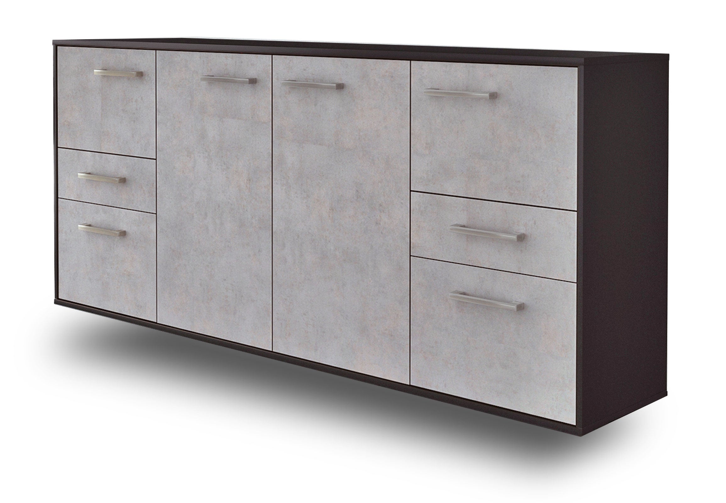 Sideboard - Gemma - Design Industrie Stil - Wandmontage mit Griffe 180 cm Anthrazit