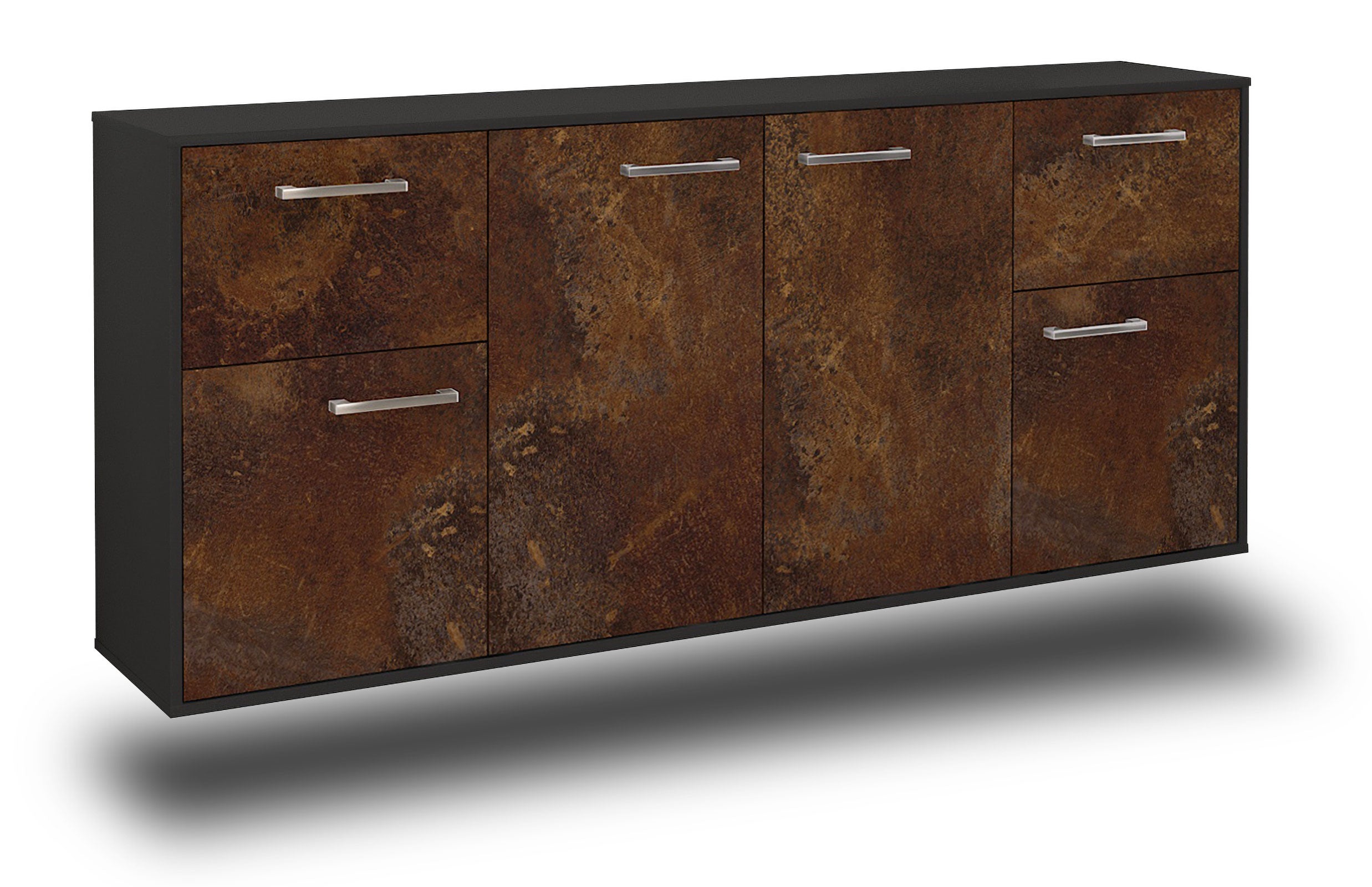 Sideboard - Georgina - Design Industrie Stil - Wandmontage mit Griffe 180 cm Anthrazit