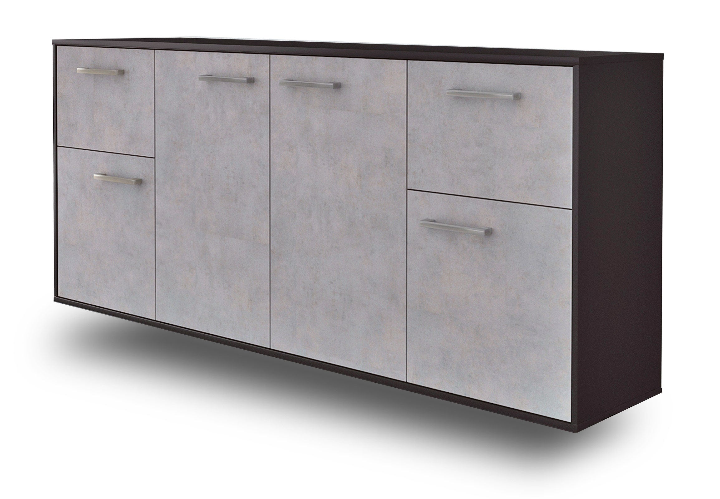 Sideboard - Georgina - Design Industrie Stil - Wandmontage mit Griffe 180 cm Anthrazit