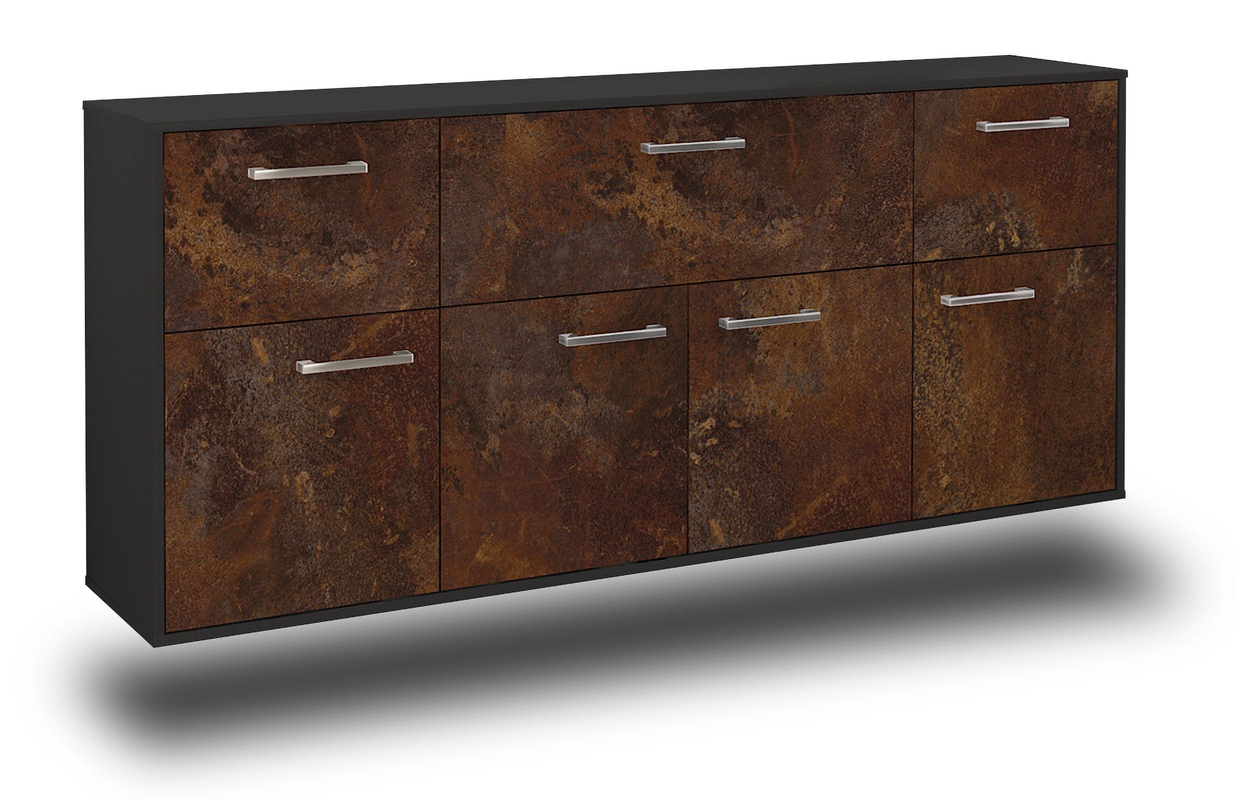 Sideboard - Gianna - Design Industrie Stil - Wandmontage mit Griffe 180 cm Anthrazit