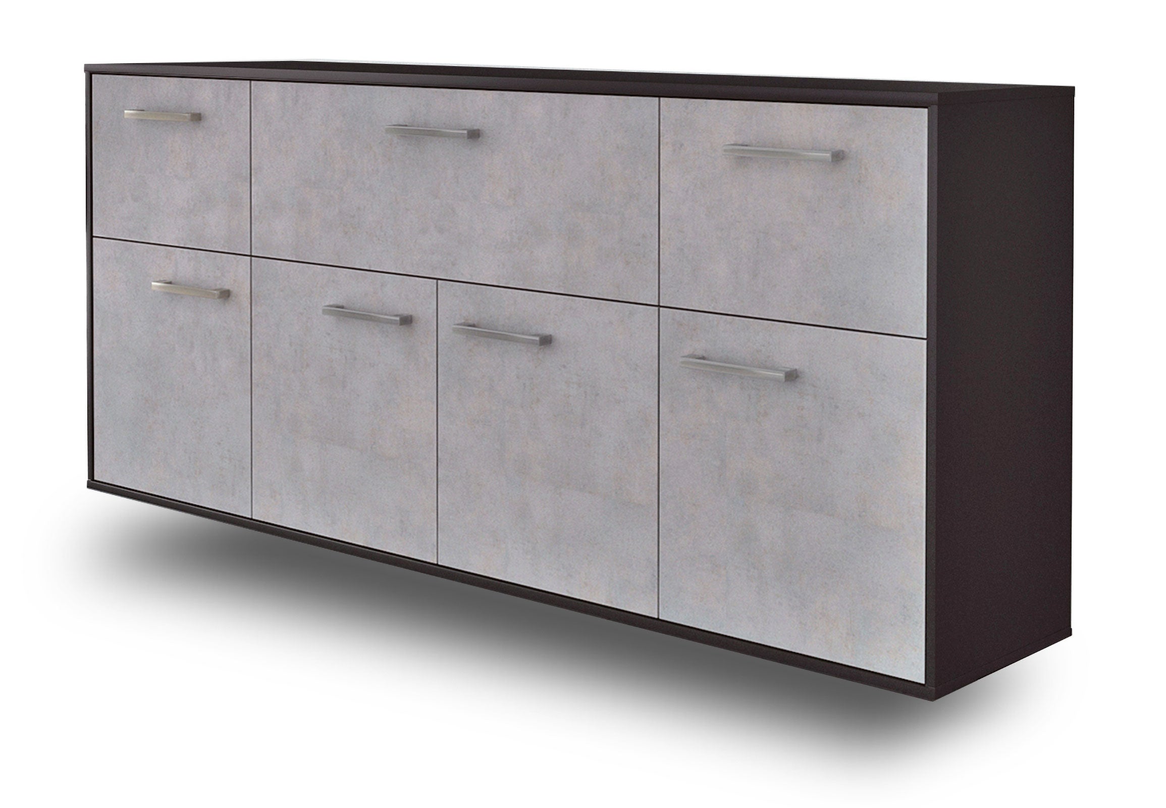 Sideboard - Gianna - Design Industrie Stil - Wandmontage mit Griffe 180 cm Anthrazit