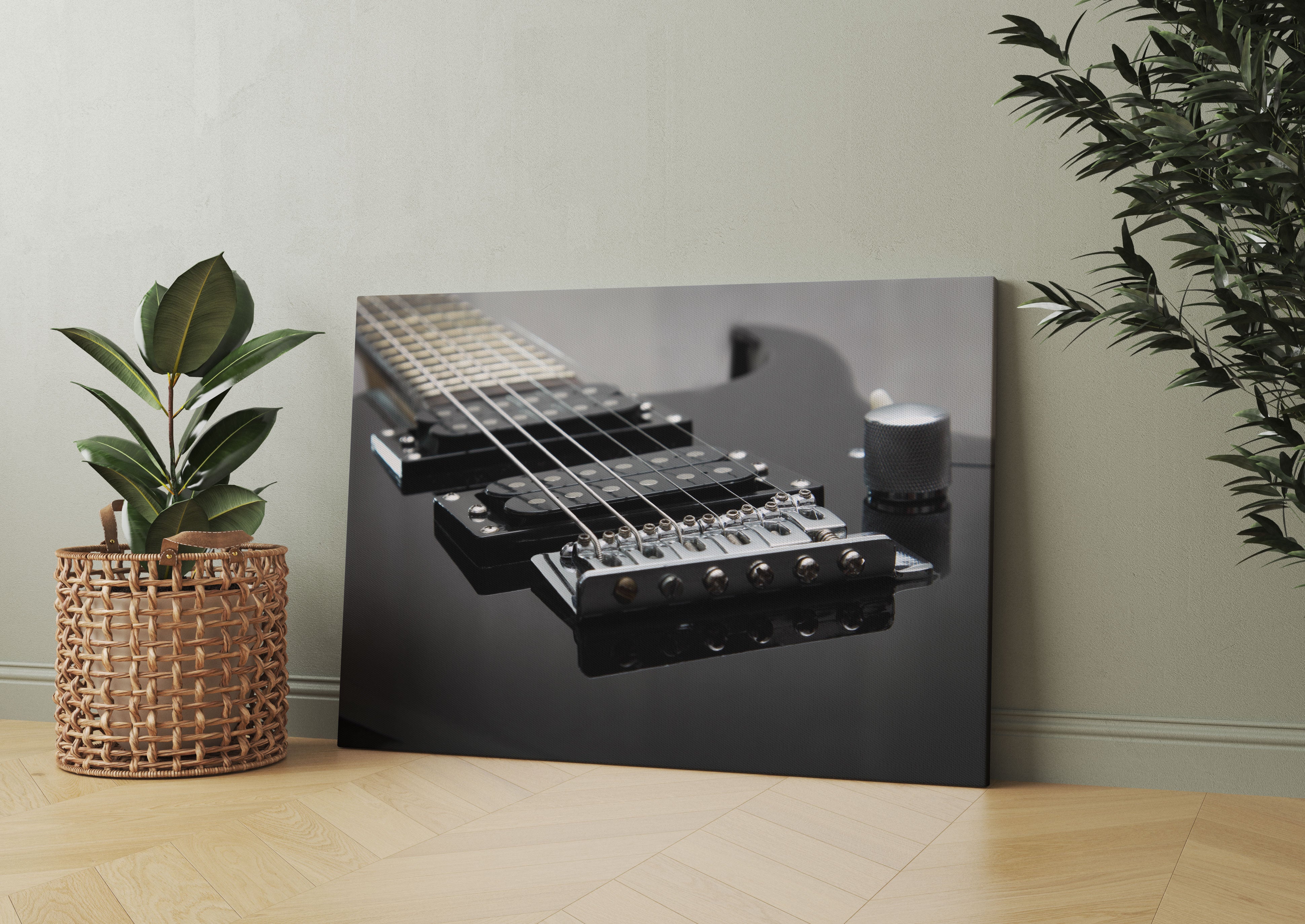 Black E-Guitar Leinwandbild Wohnzimmer