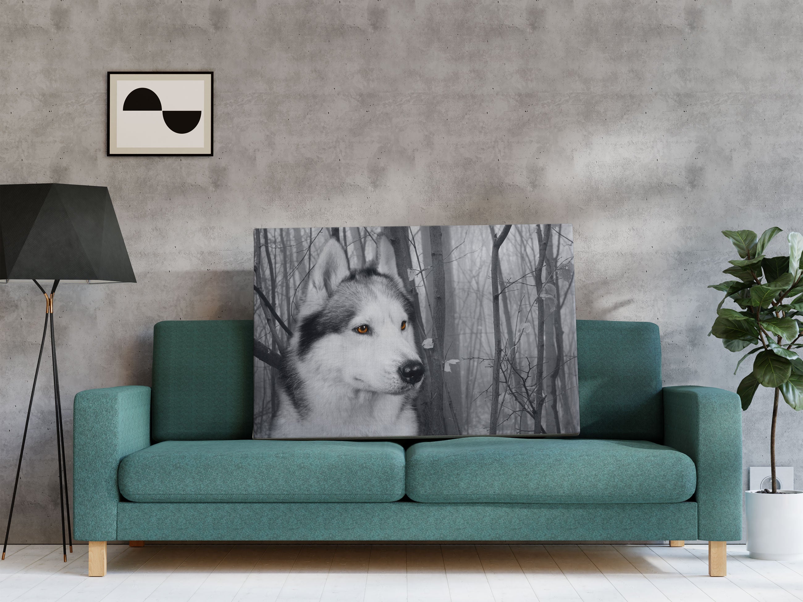 Wachsamer Husky Leinwandbild Regal