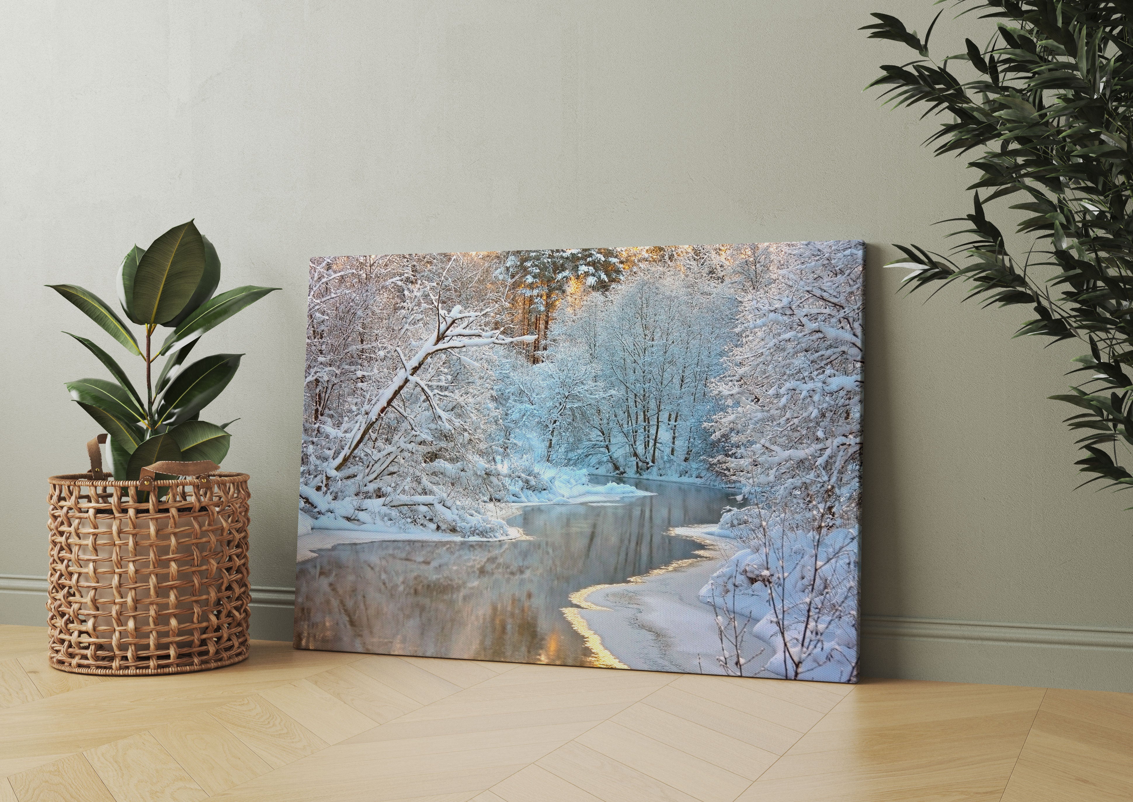 Atemberaubende Winterlandschaft Leinwandbild Wohnzimmer