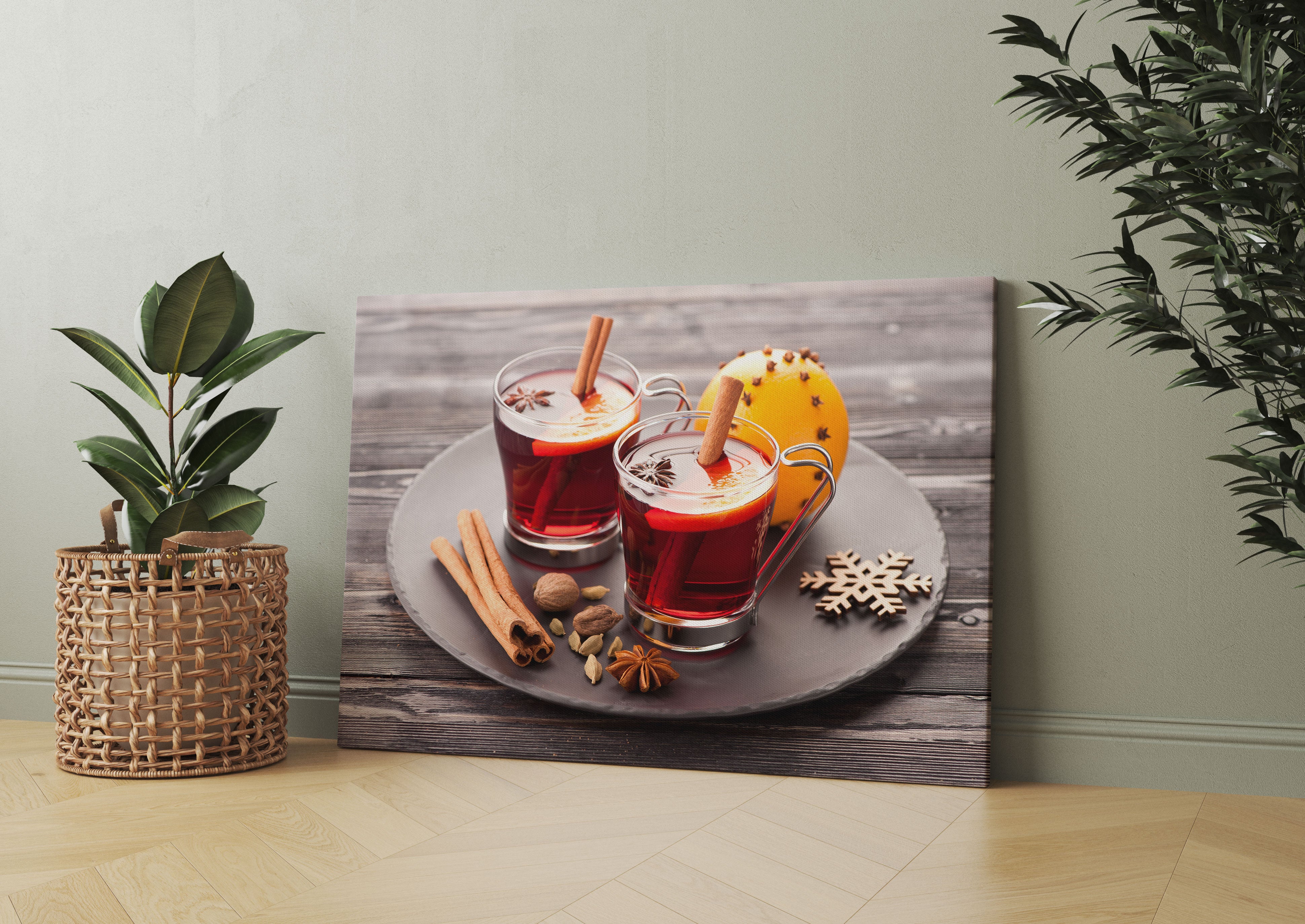 Aromatischer Glühwein mit Zimt Leinwandbild Wohnzimmer