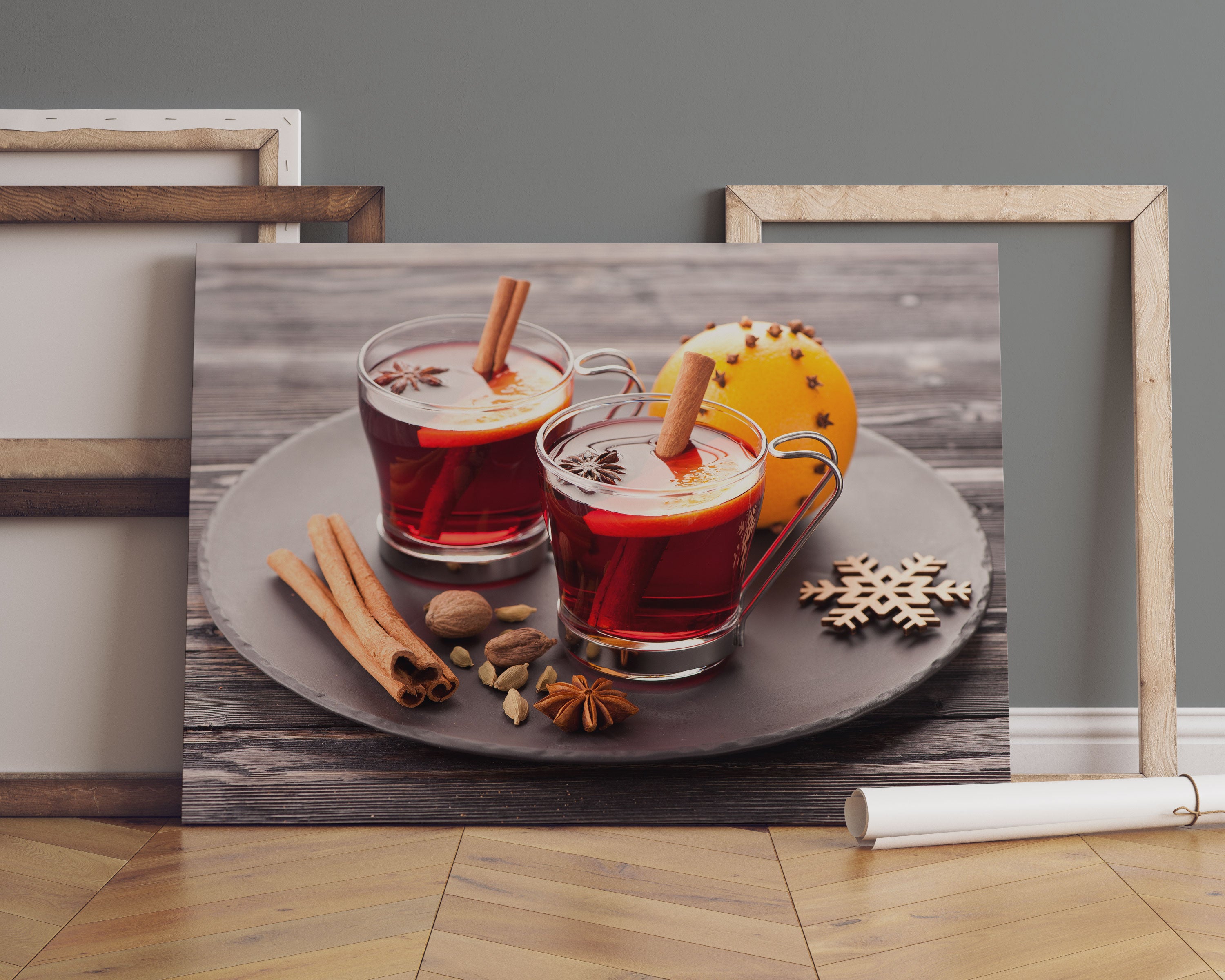 Aromatischer Glühwein mit Zimt Leinwandbild Sofa