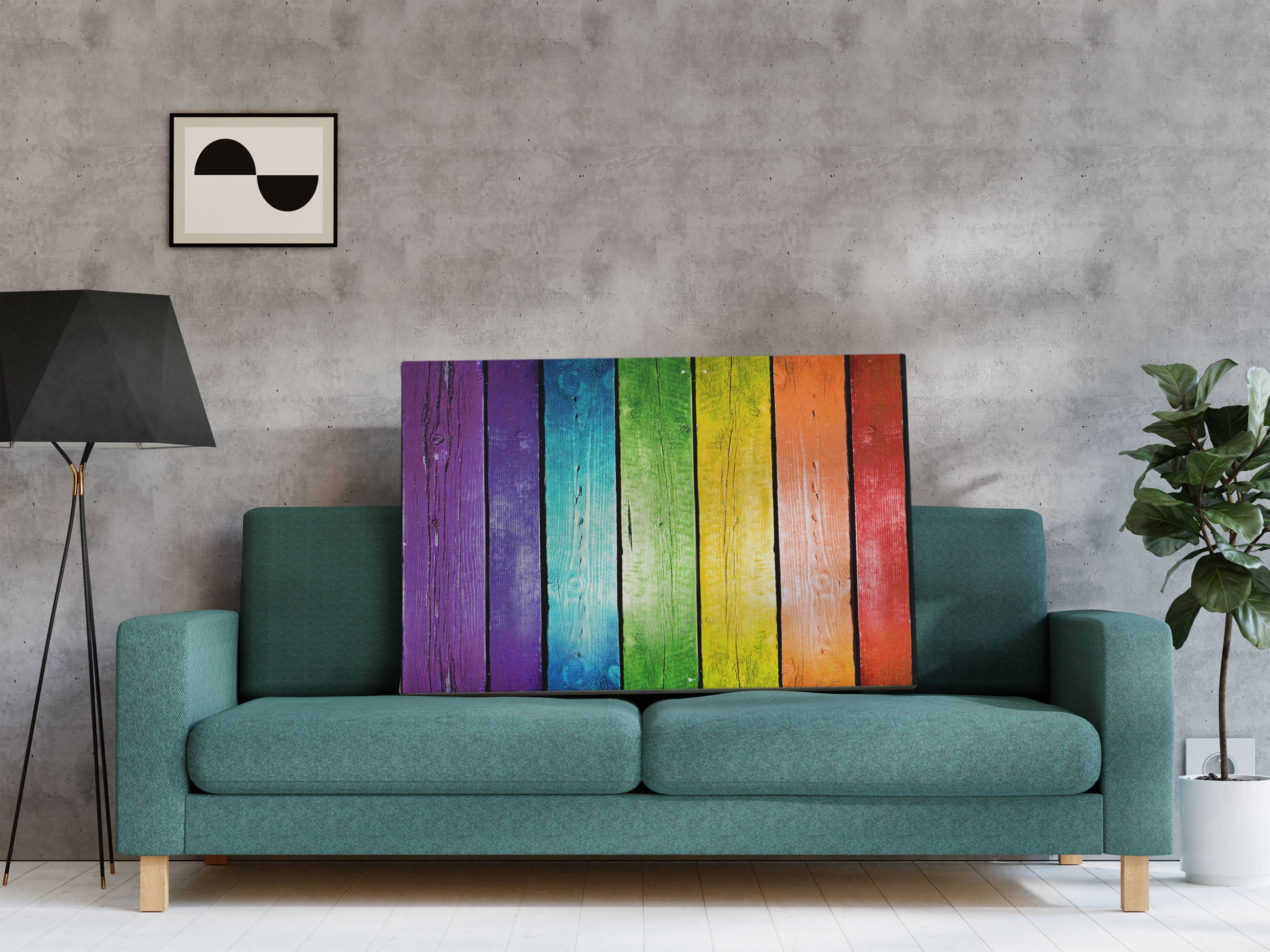 Bunte Zaunlatten Leinwandbild Regal