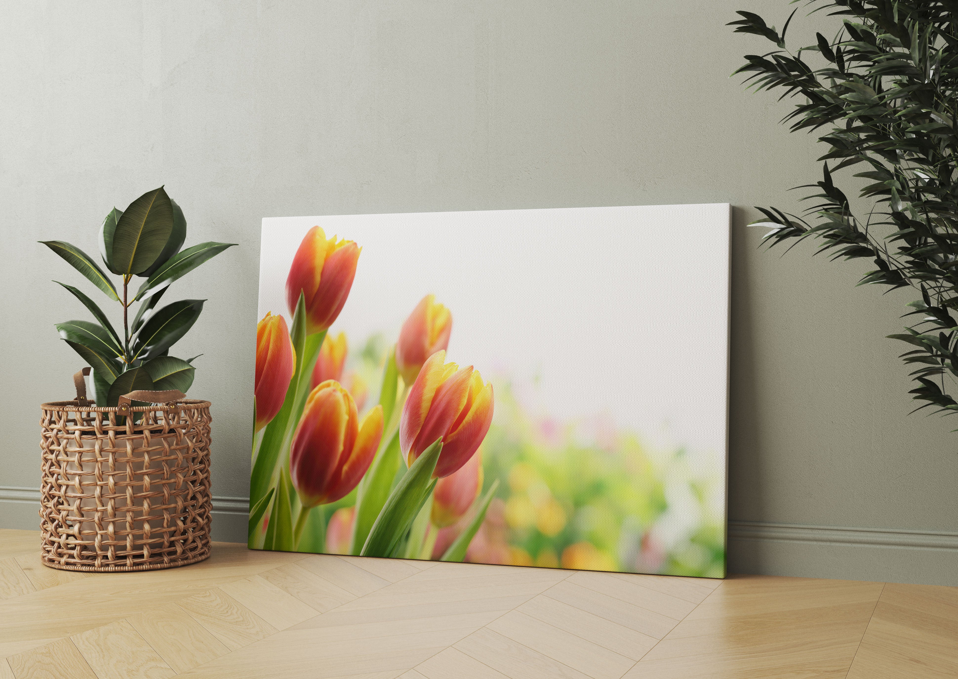 Bunte Tulpenwiese Leinwandbild Wohnzimmer