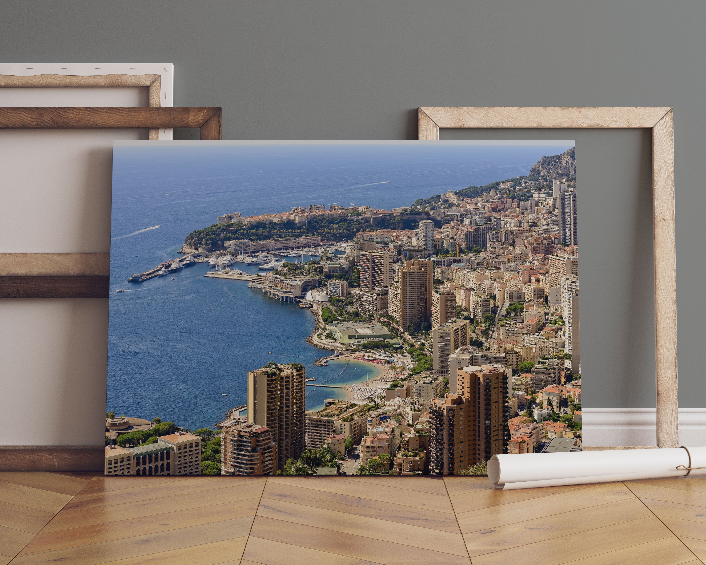 Blick auf das Monte Carlo Leinwandbild Sofa