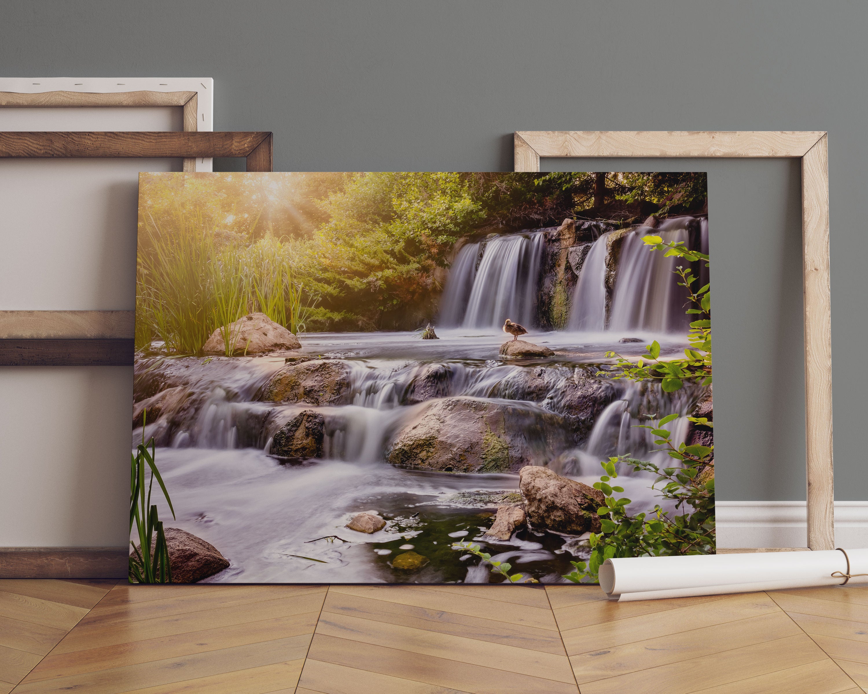 Wasserfall Leinwandbild Sofa