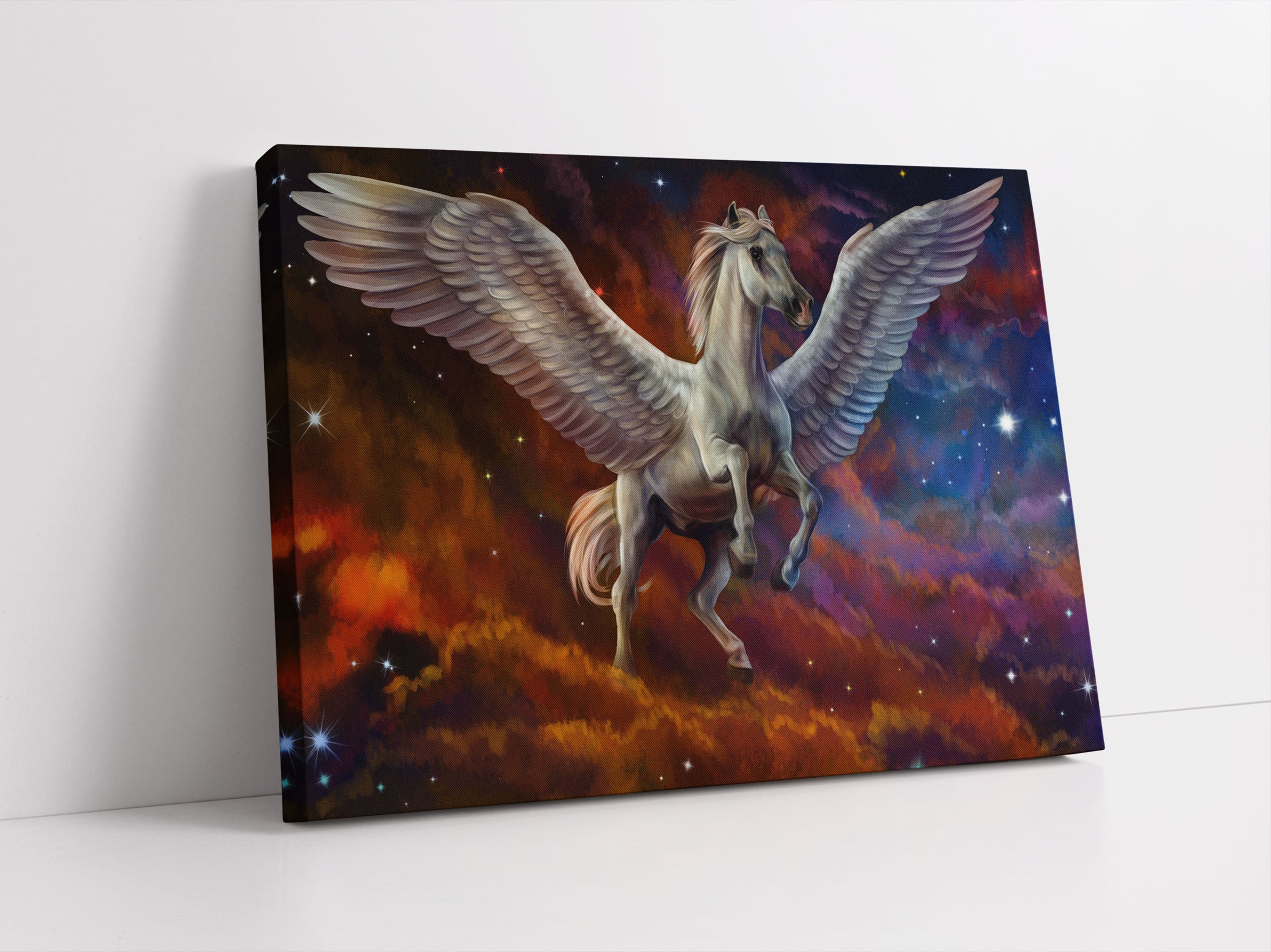 Weißer Pegasus mit Engelsflügel Leinwandbild Studio