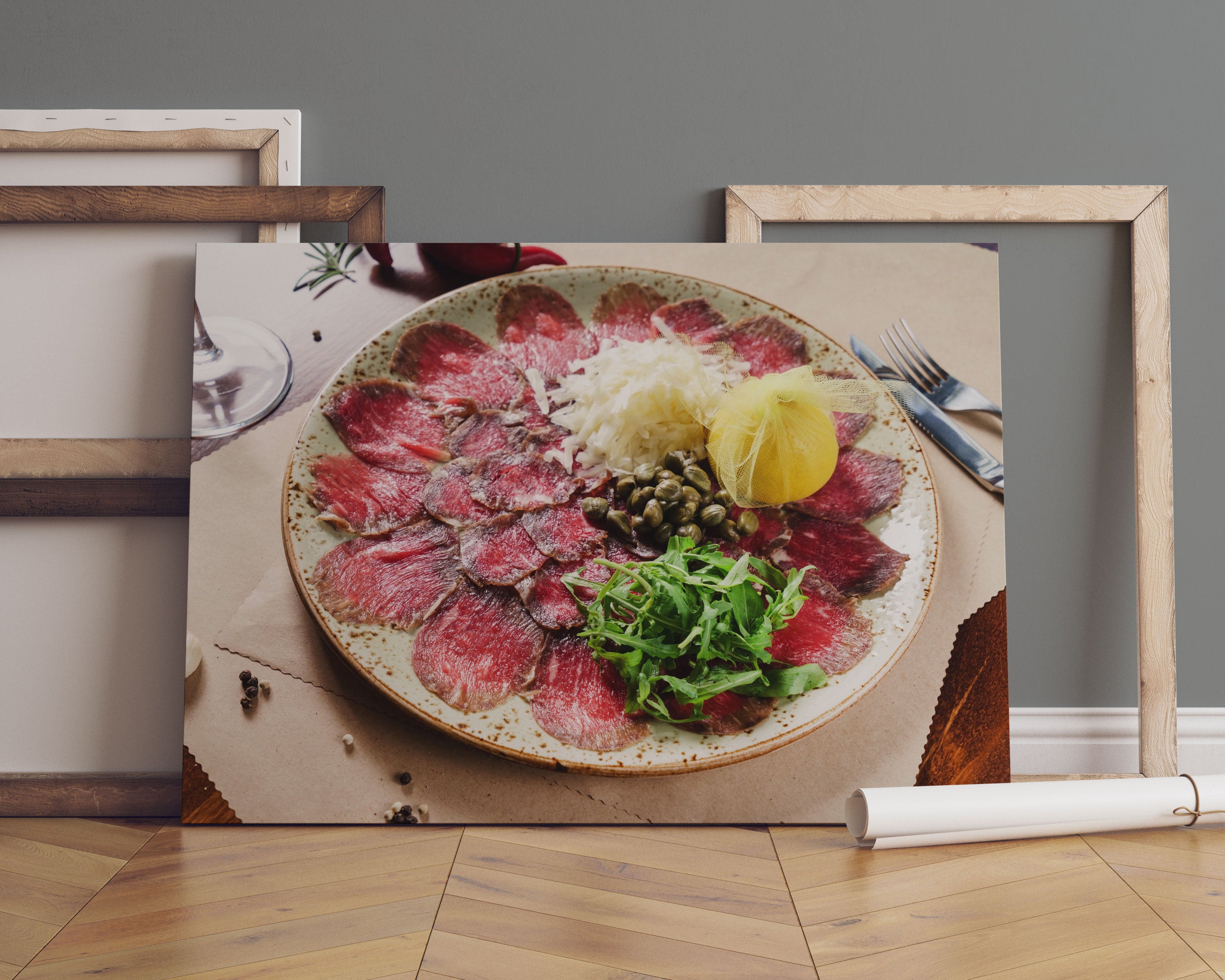 appetitliches Carpaccio Leinwandbild Sofa