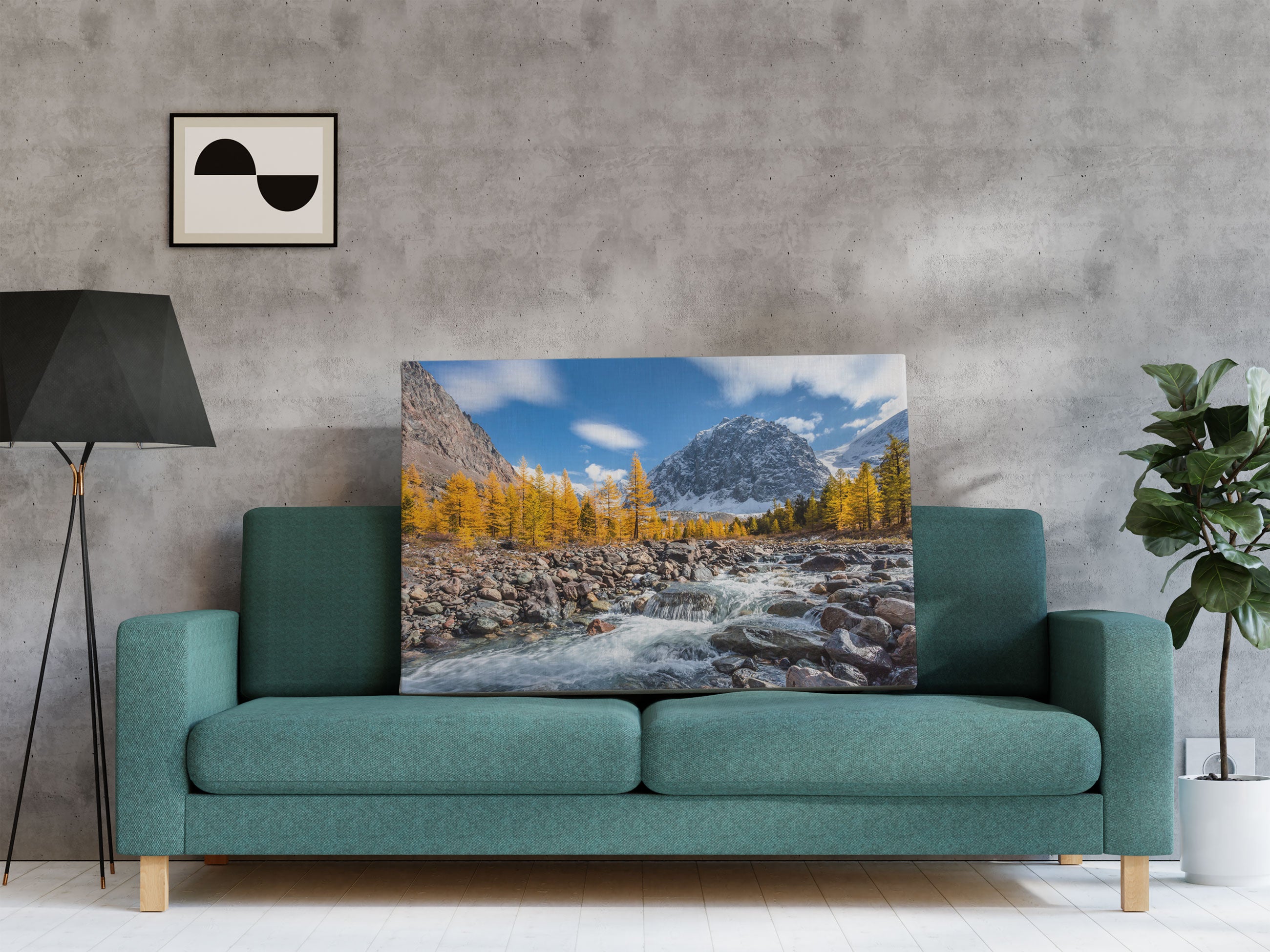 kleiner Fluss im Gebirge Leinwandbild Regal