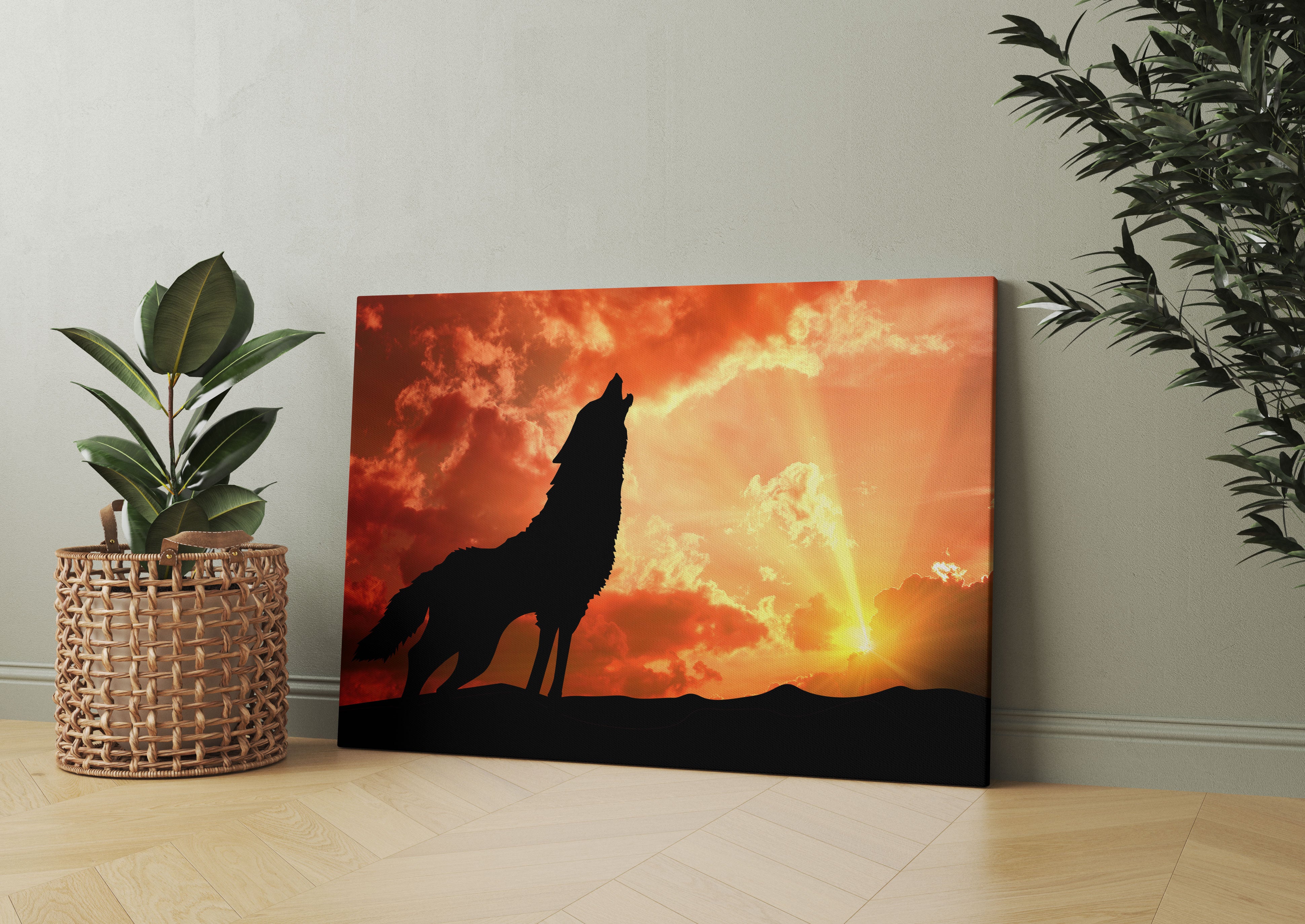 Wolf Heulen Leinwandbild Wohnzimmer