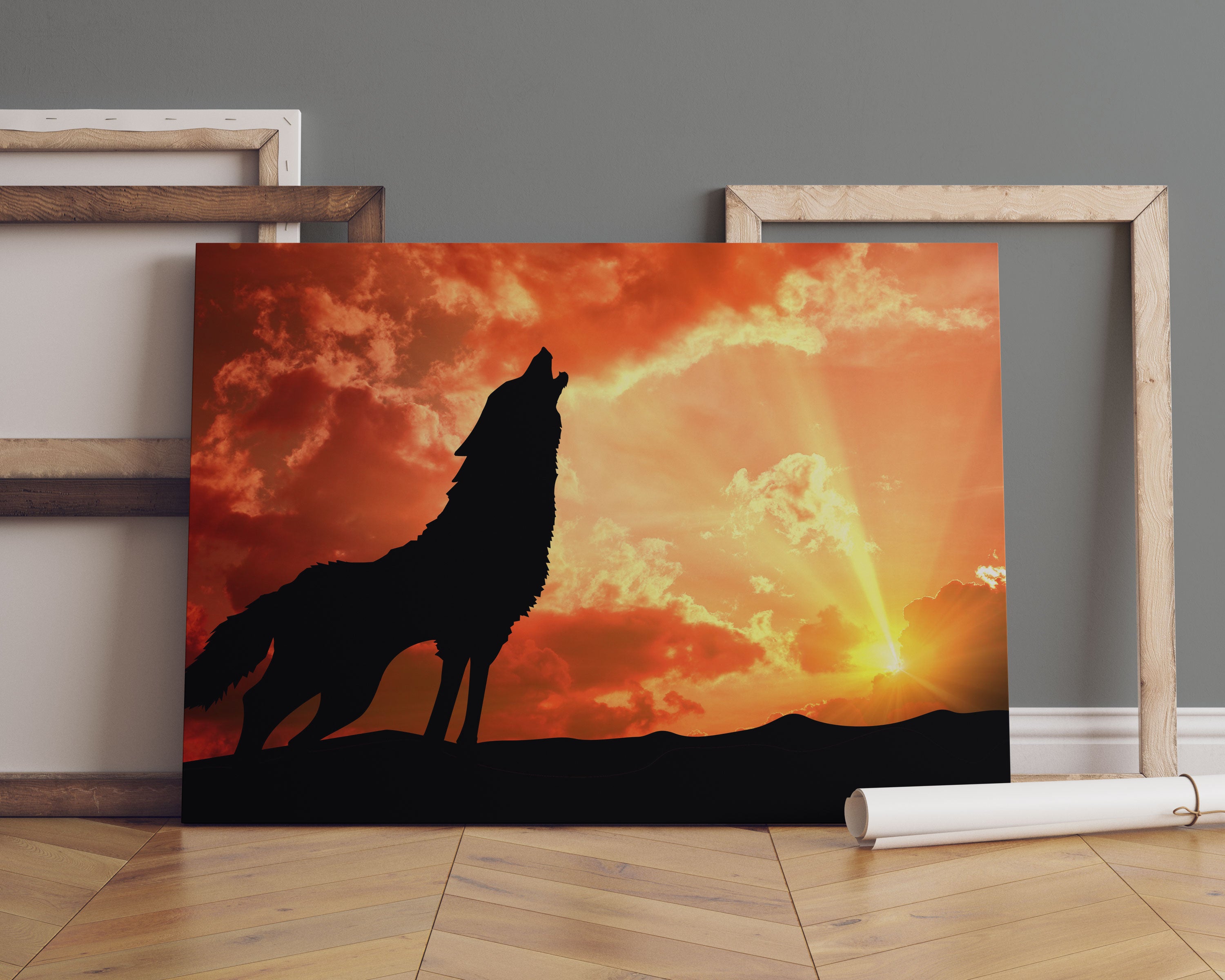 Wolf Heulen Leinwandbild Sofa