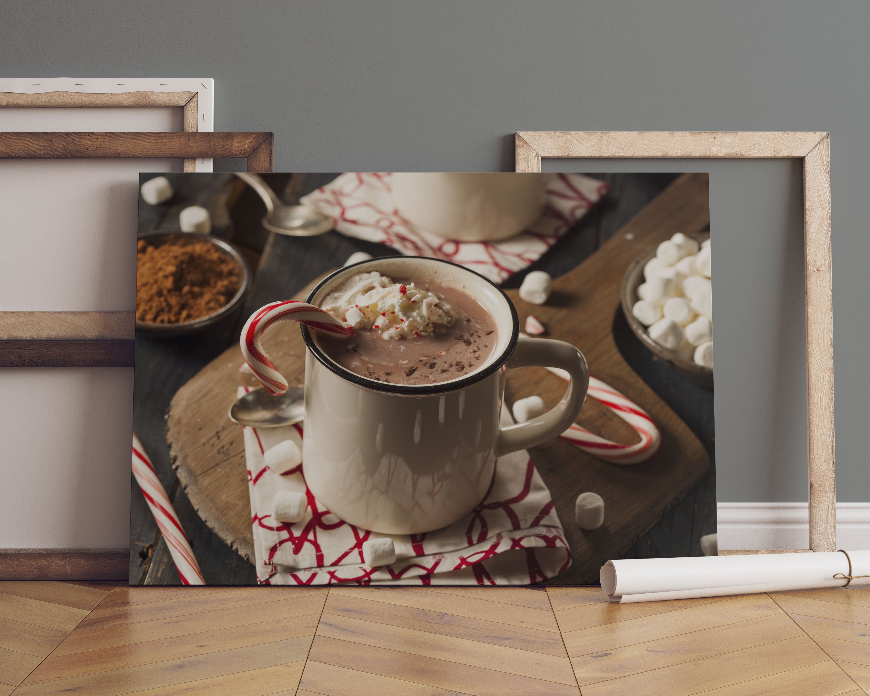 Schokolade mit Zuckerstange Leinwandbild Sofa