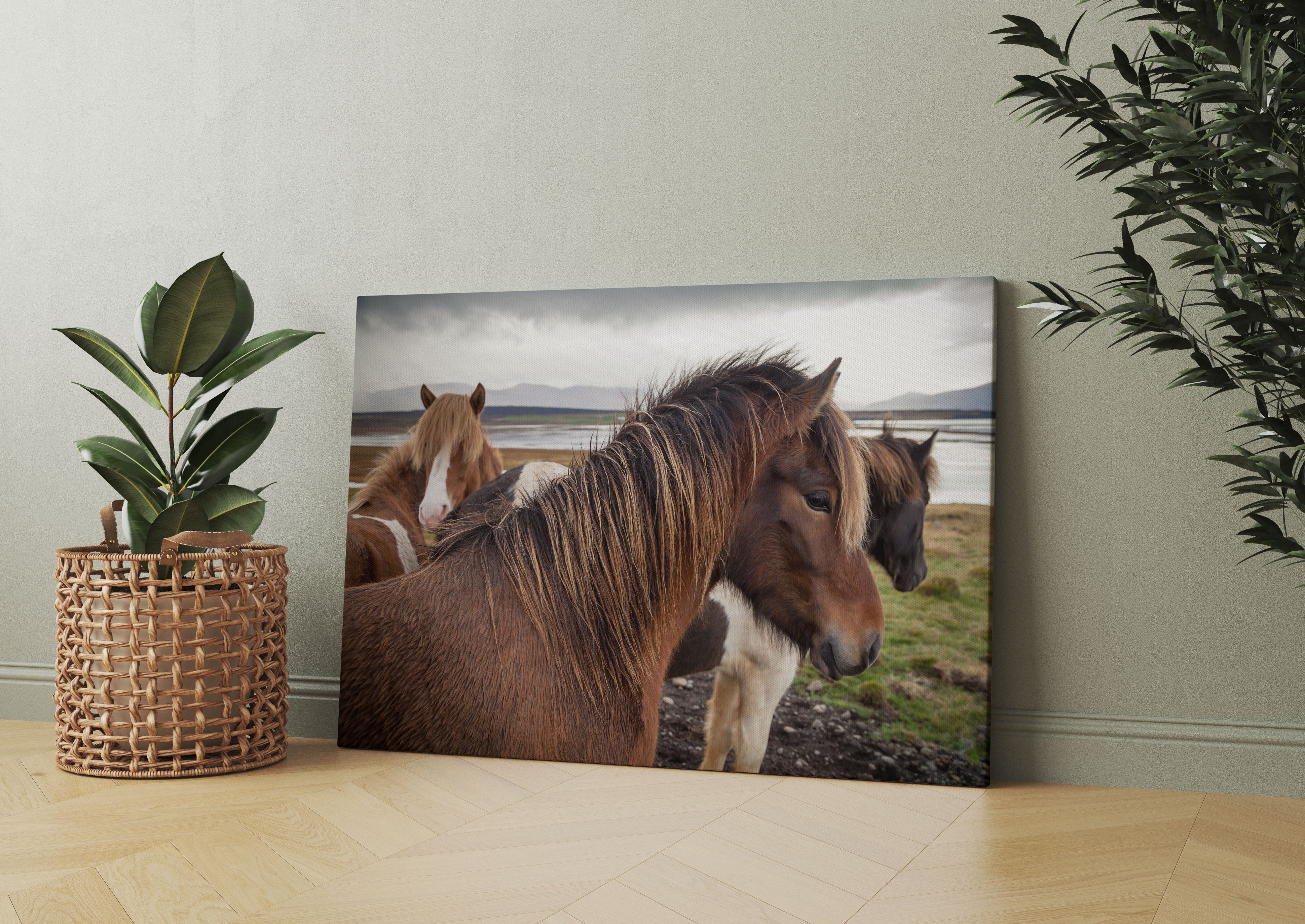 Herde aus schönen Wildpferden Leinwandbild Wohnzimmer