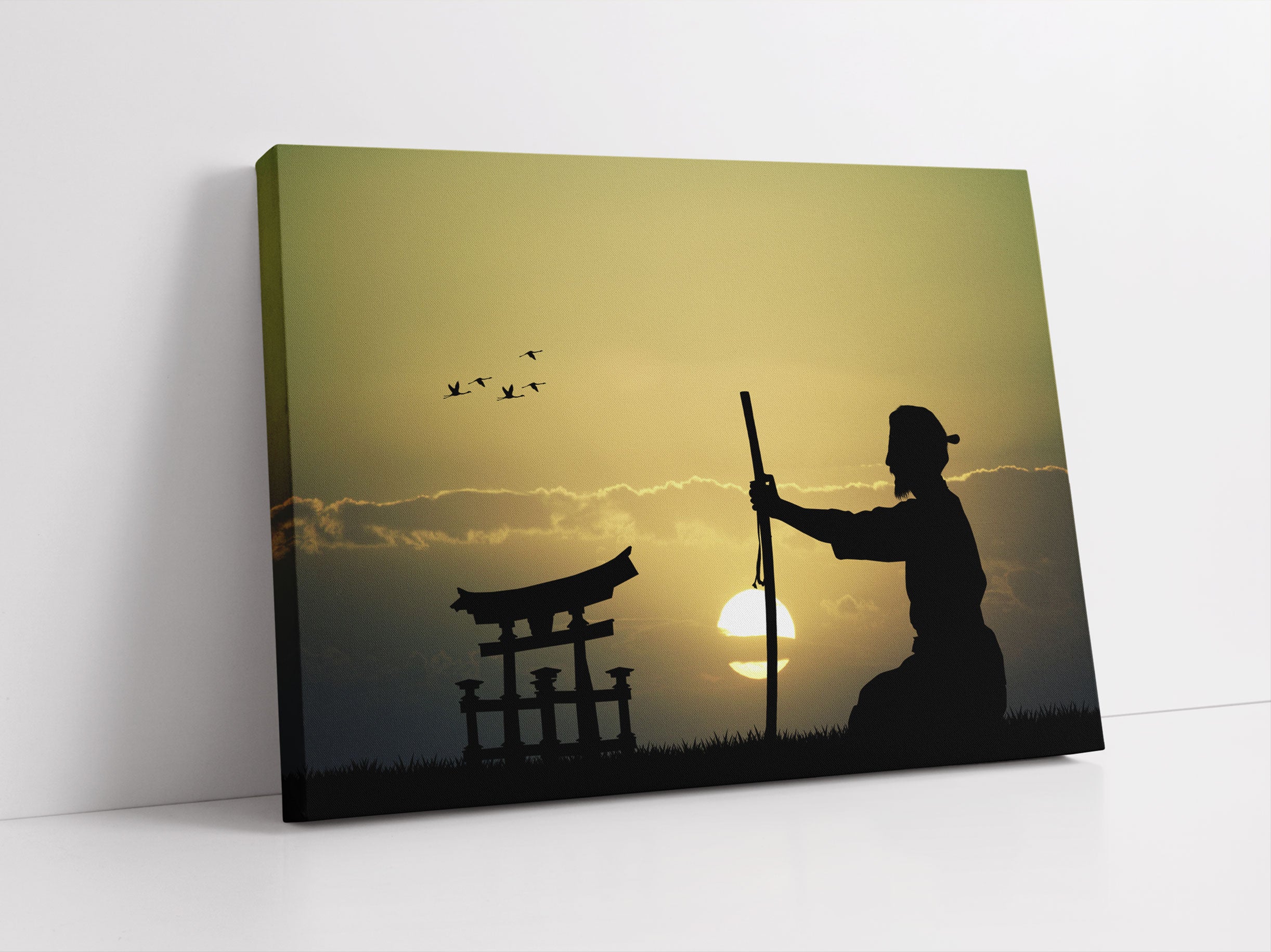 Samurai-Meister vor Horizont Leinwandbild Studio