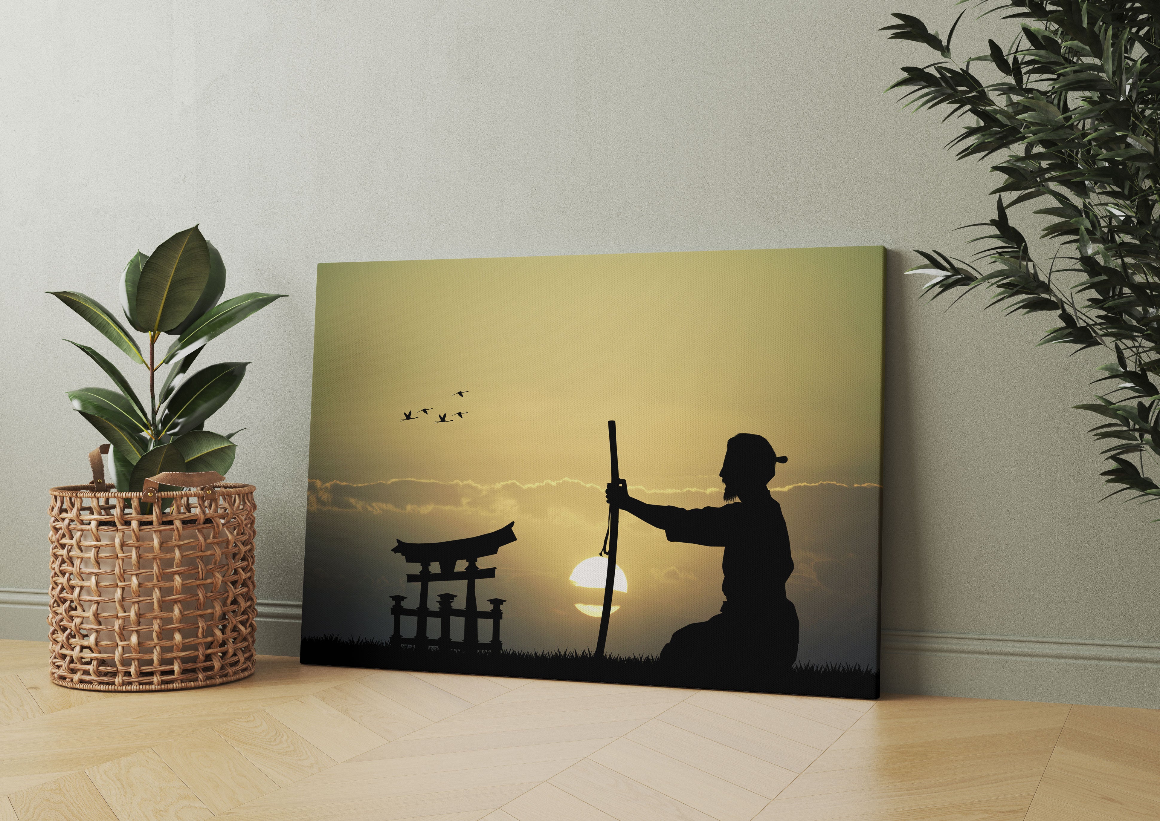 Samurai-Meister vor Horizont Leinwandbild Wohnzimmer