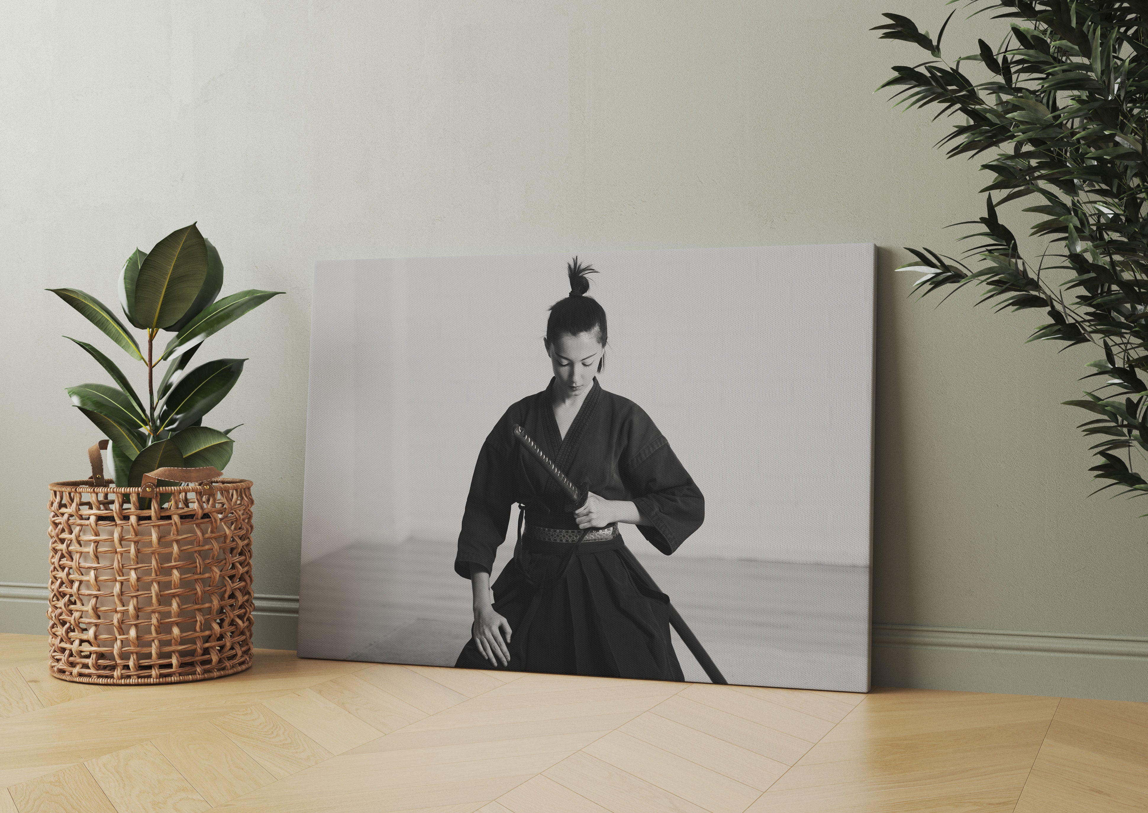 stolze Samurai-Kriegerin Leinwandbild Wohnzimmer