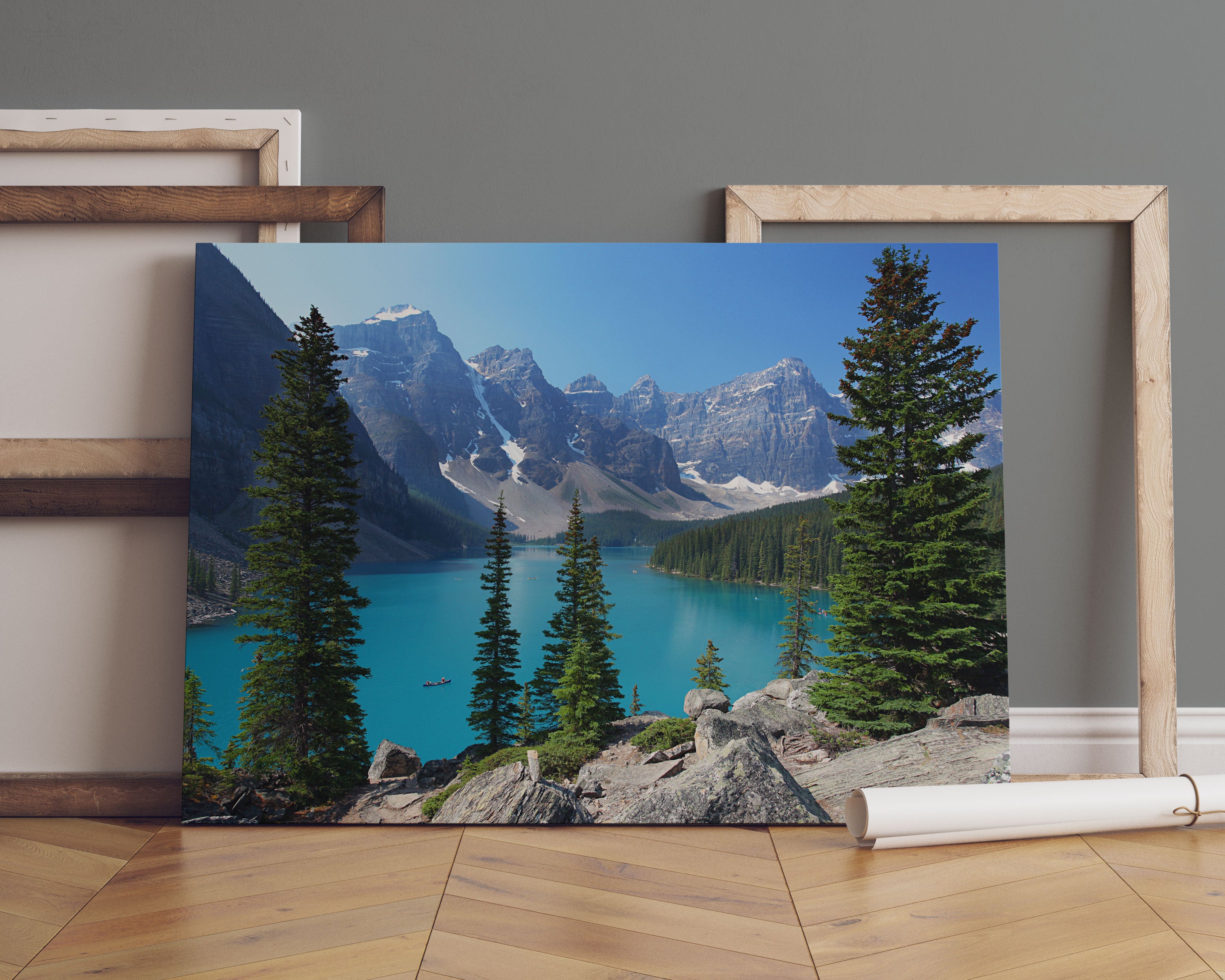 Moraine Lake kanadische Berge Leinwandbild Sofa