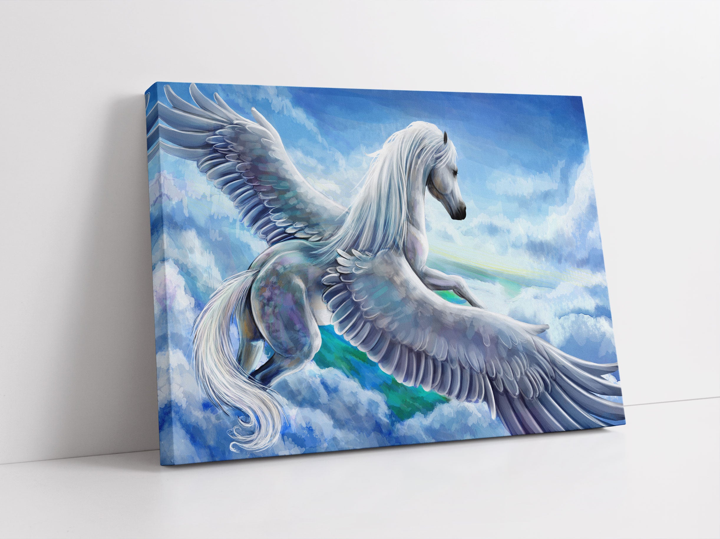 Pegasus fliegt über den Wolken Leinwandbild Studio