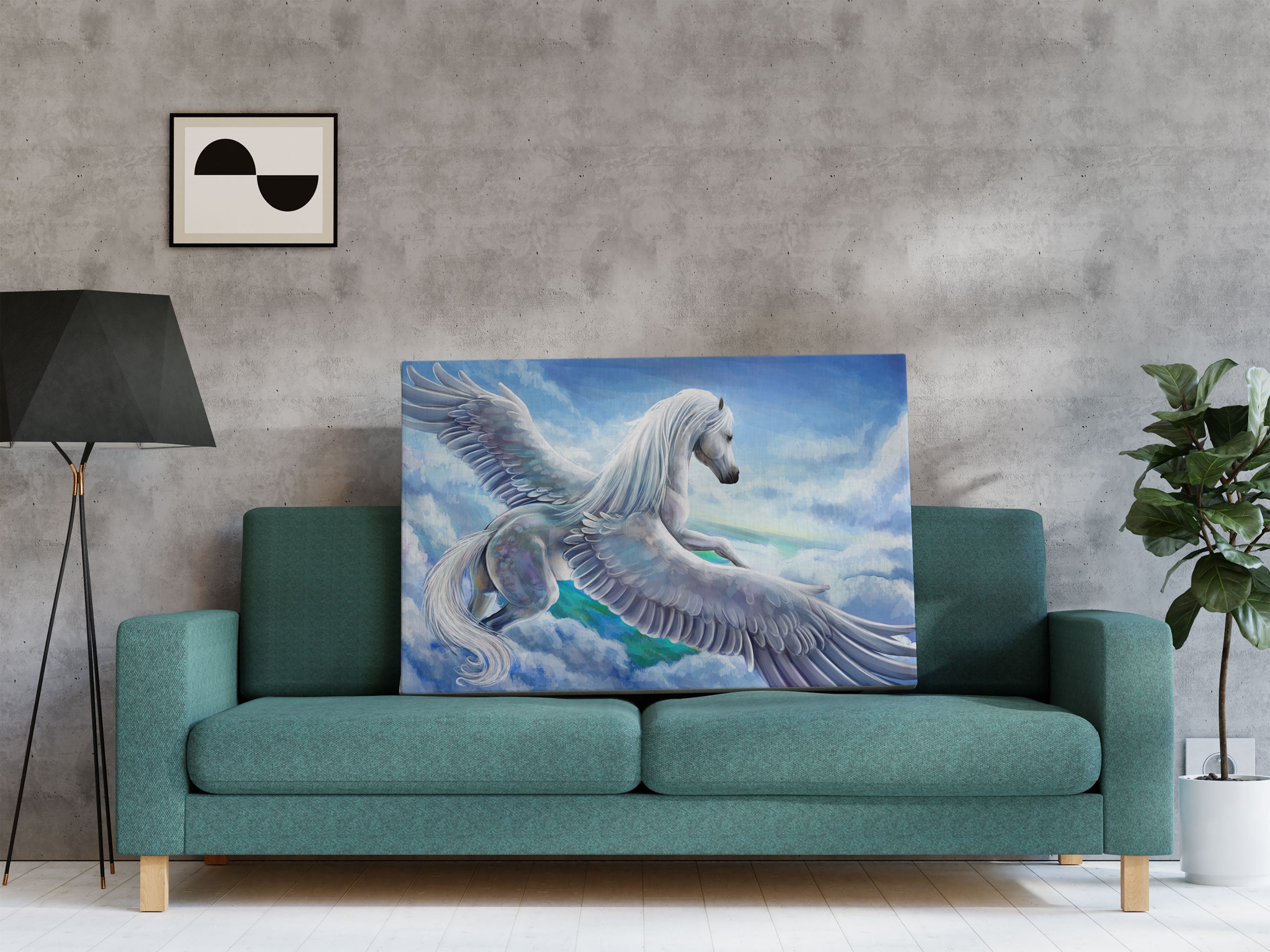 Pegasus fliegt über den Wolken Leinwandbild Regal