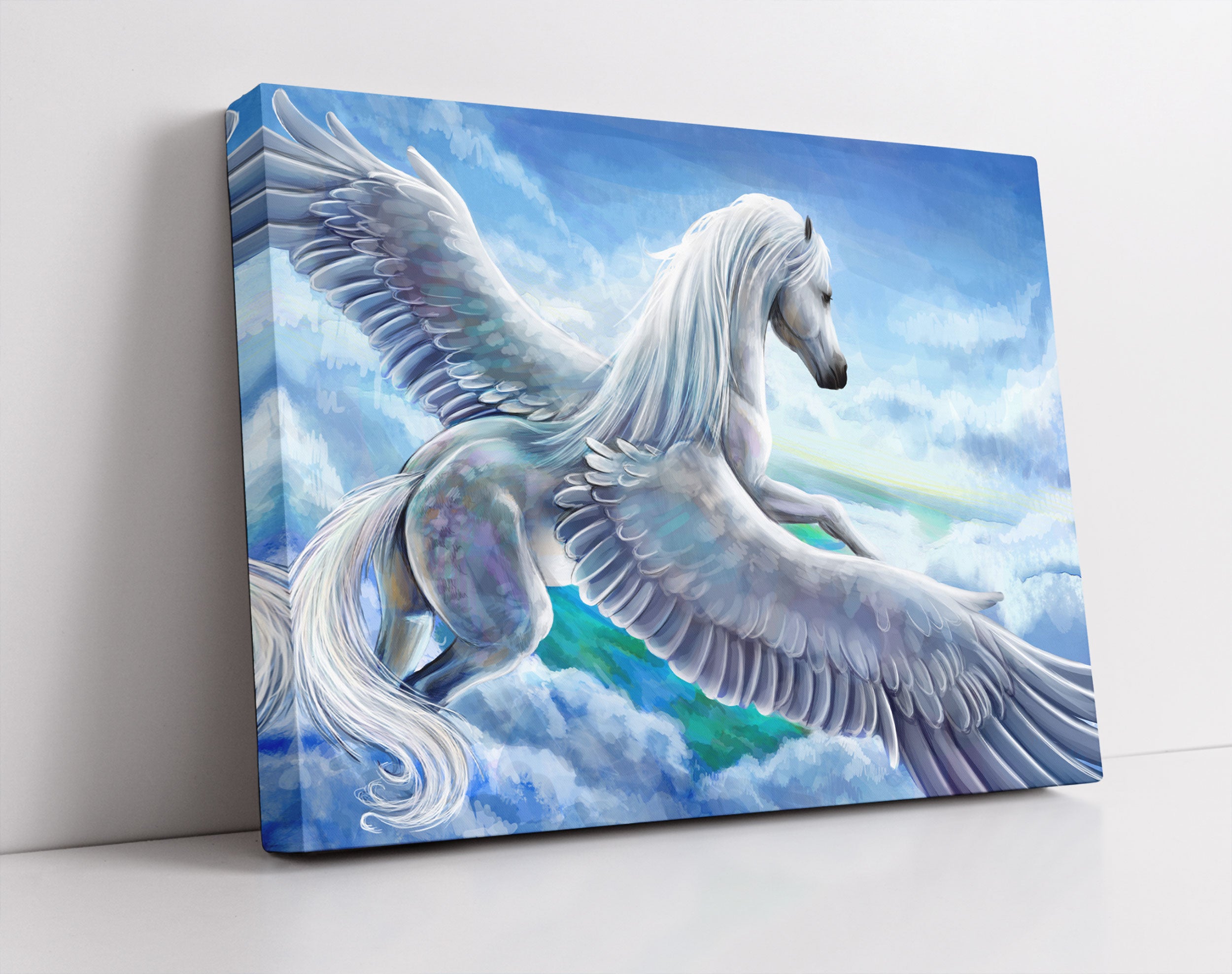 Pegasus fliegt über den Wolken - Leinwandbild