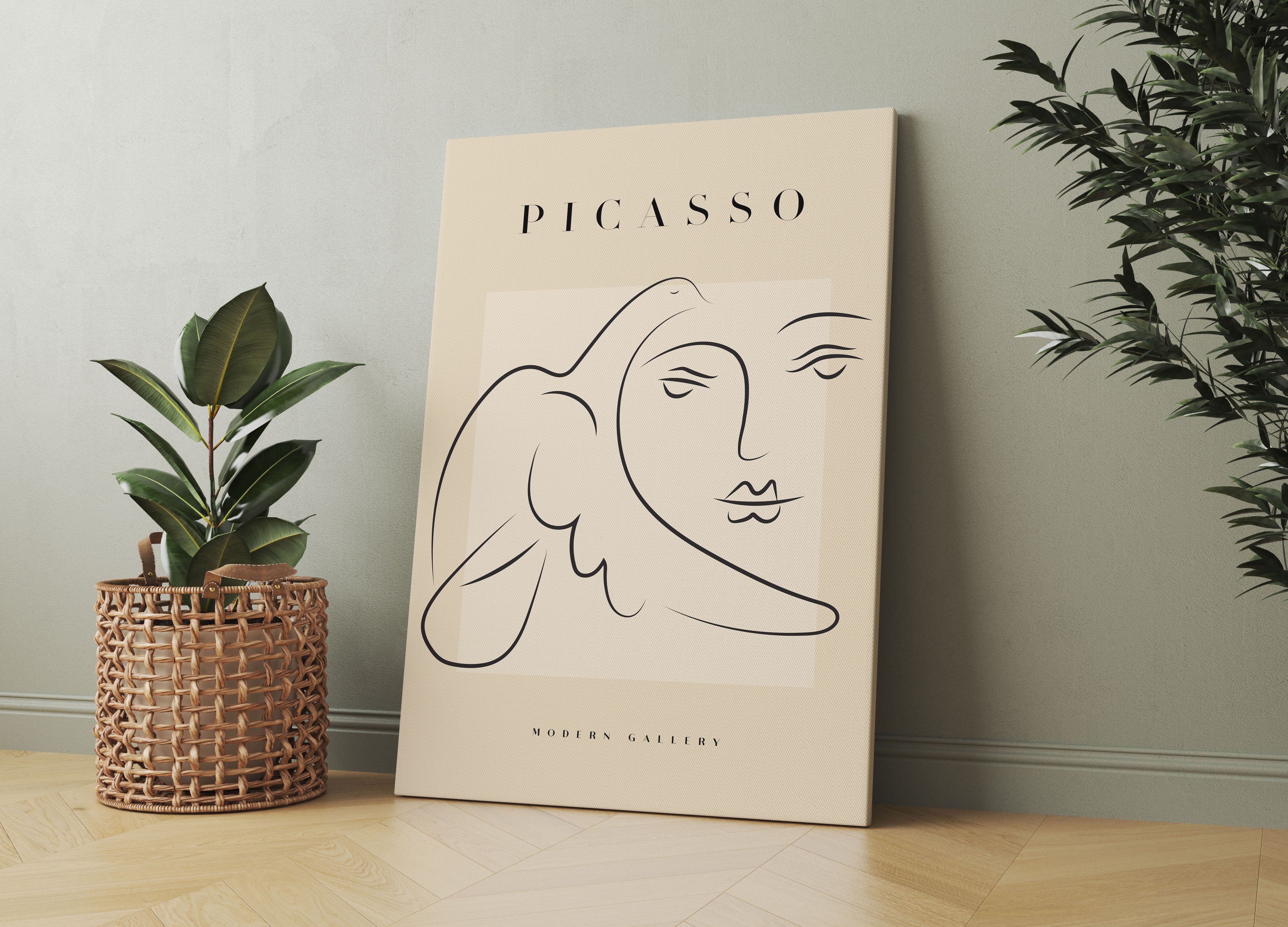 Picasso Art Collection  - Frau mit Taube, Leinwandbild