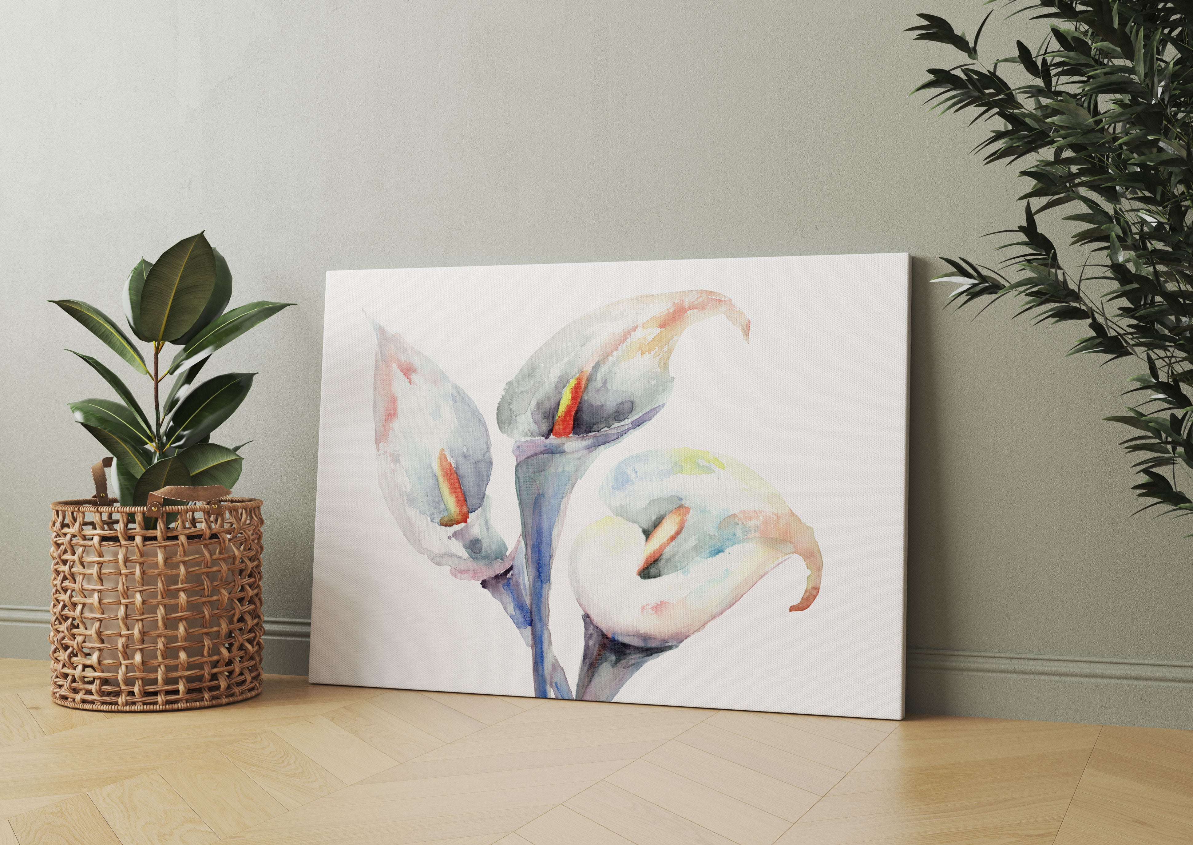 Aquarell Blüten Callas Kunst Leinwandbild Wohnzimmer