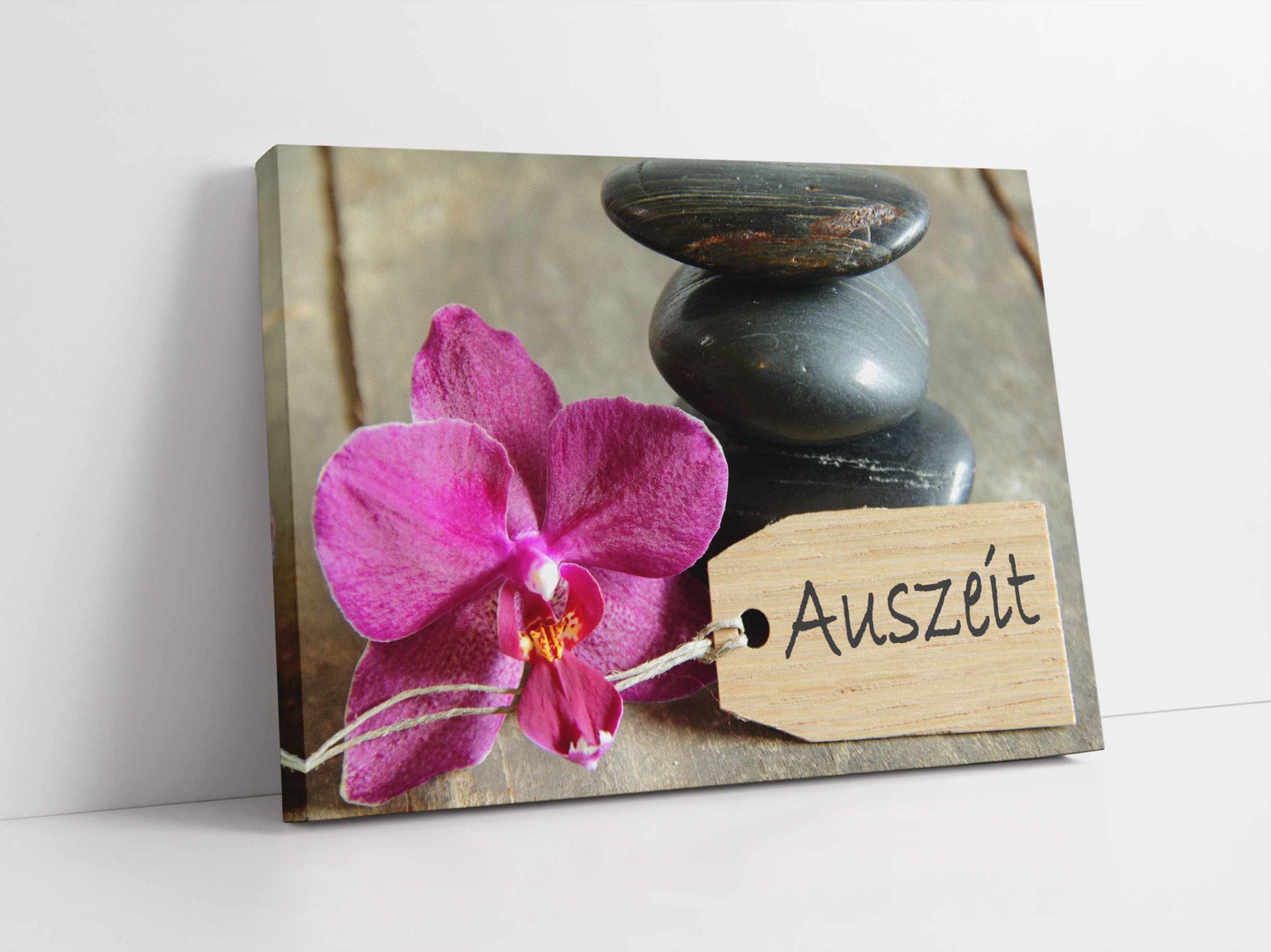 Auszeit Orchidee mit Zen Steinen Leinwandbild Studio