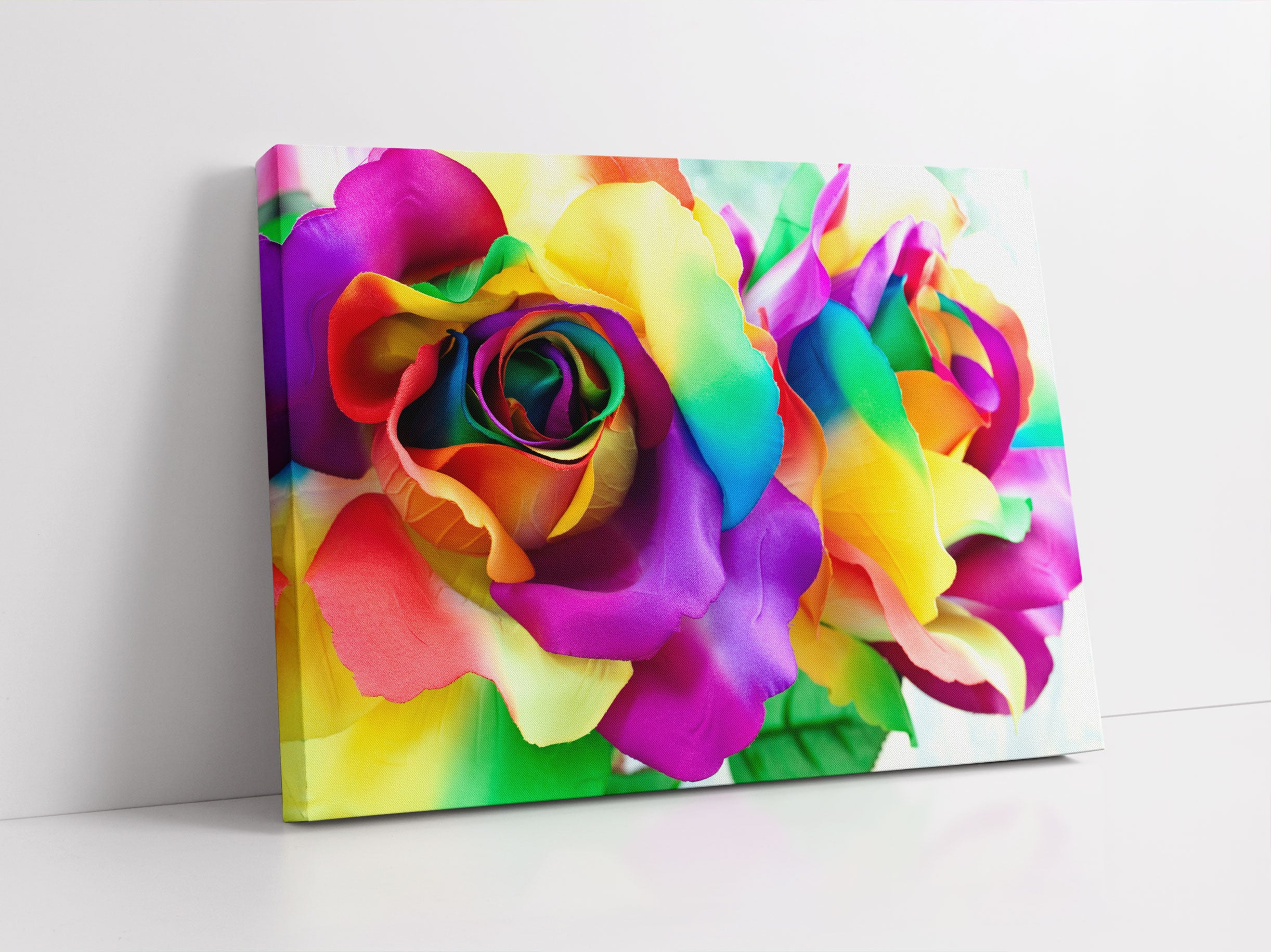 Kunterbunte Rosen Leinwandbild Studio