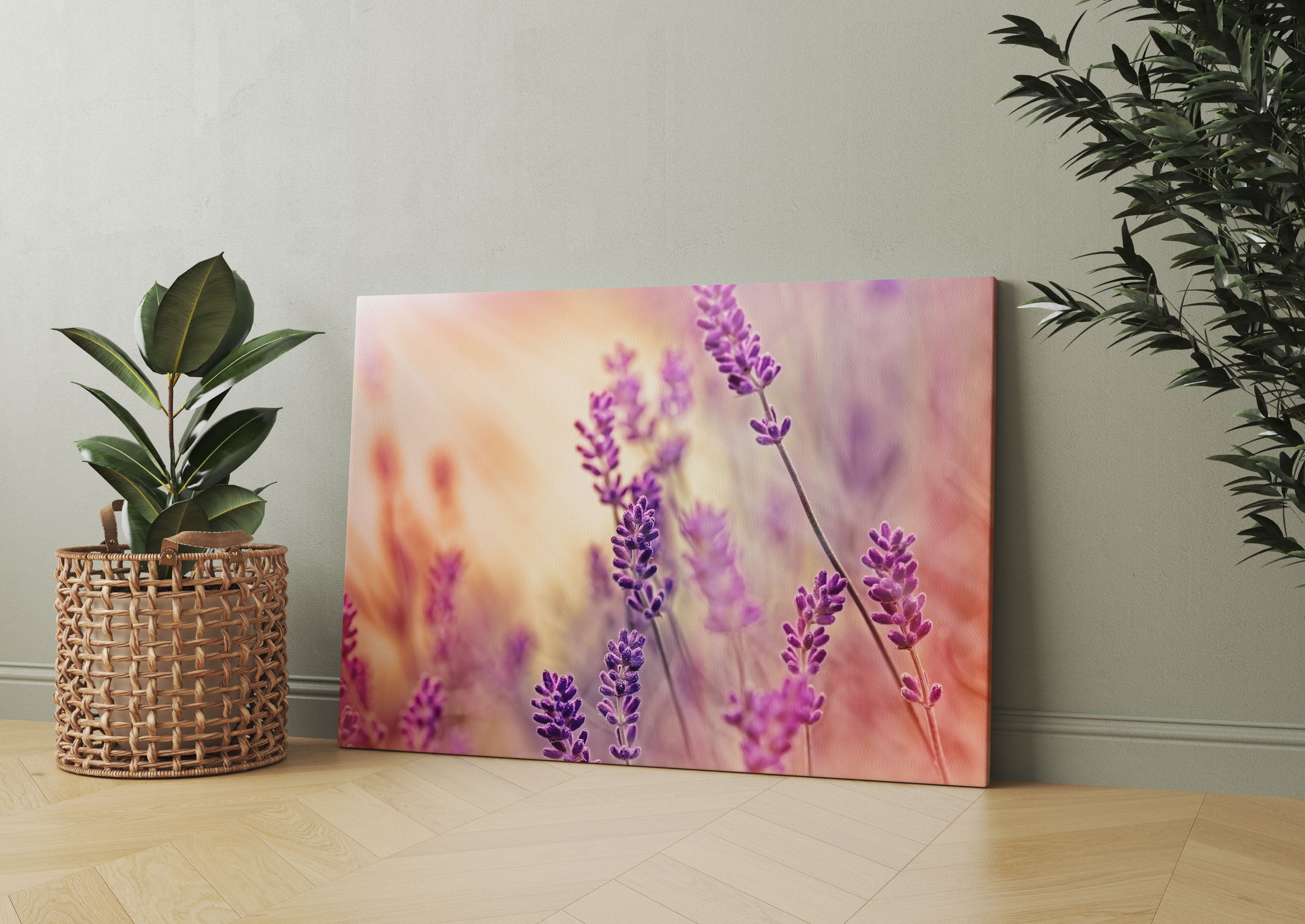 Eleganter Lavendel Leinwandbild Wohnzimmer