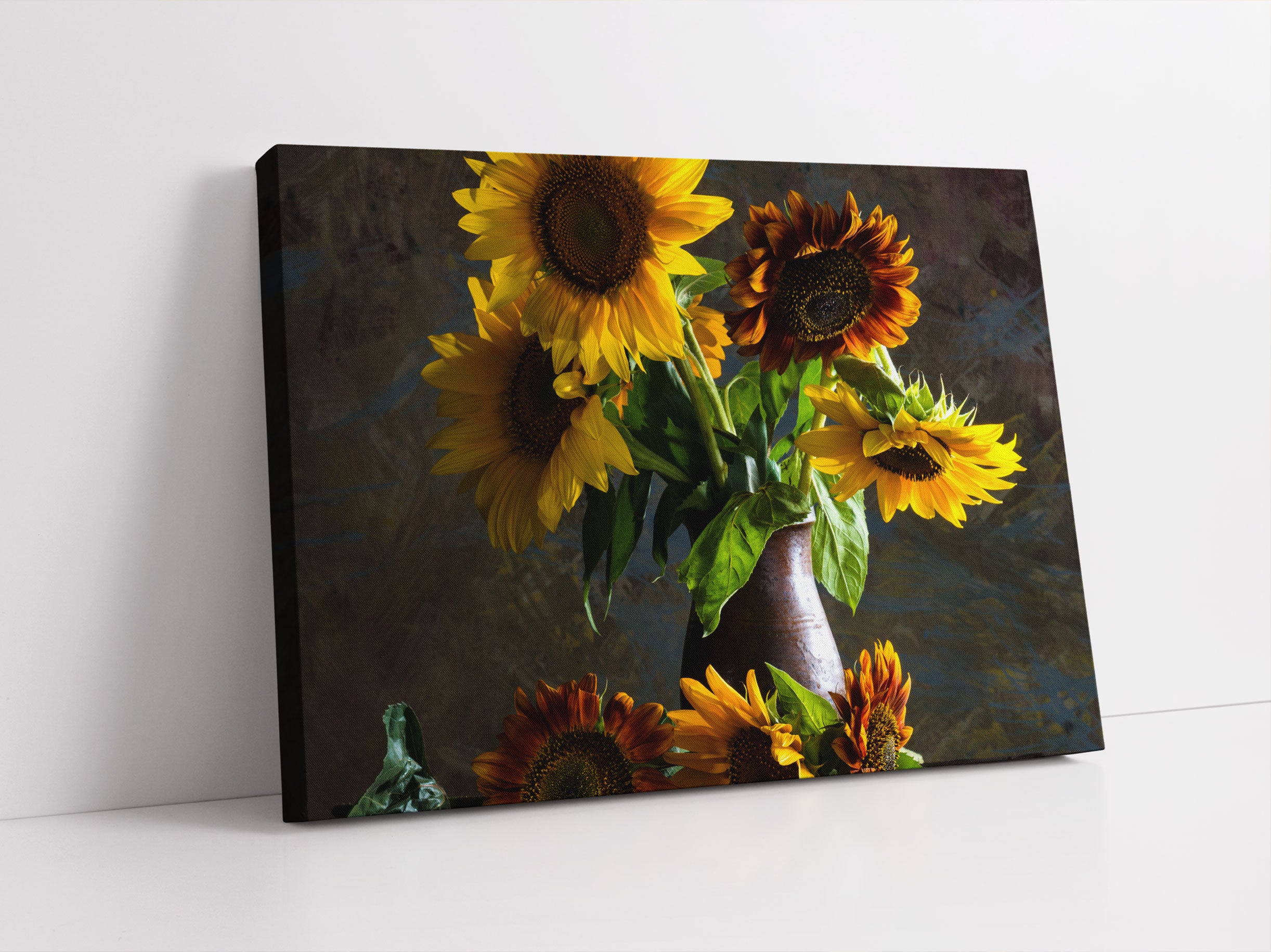 Sonnenblumen in edler Vase Leinwandbild Studio