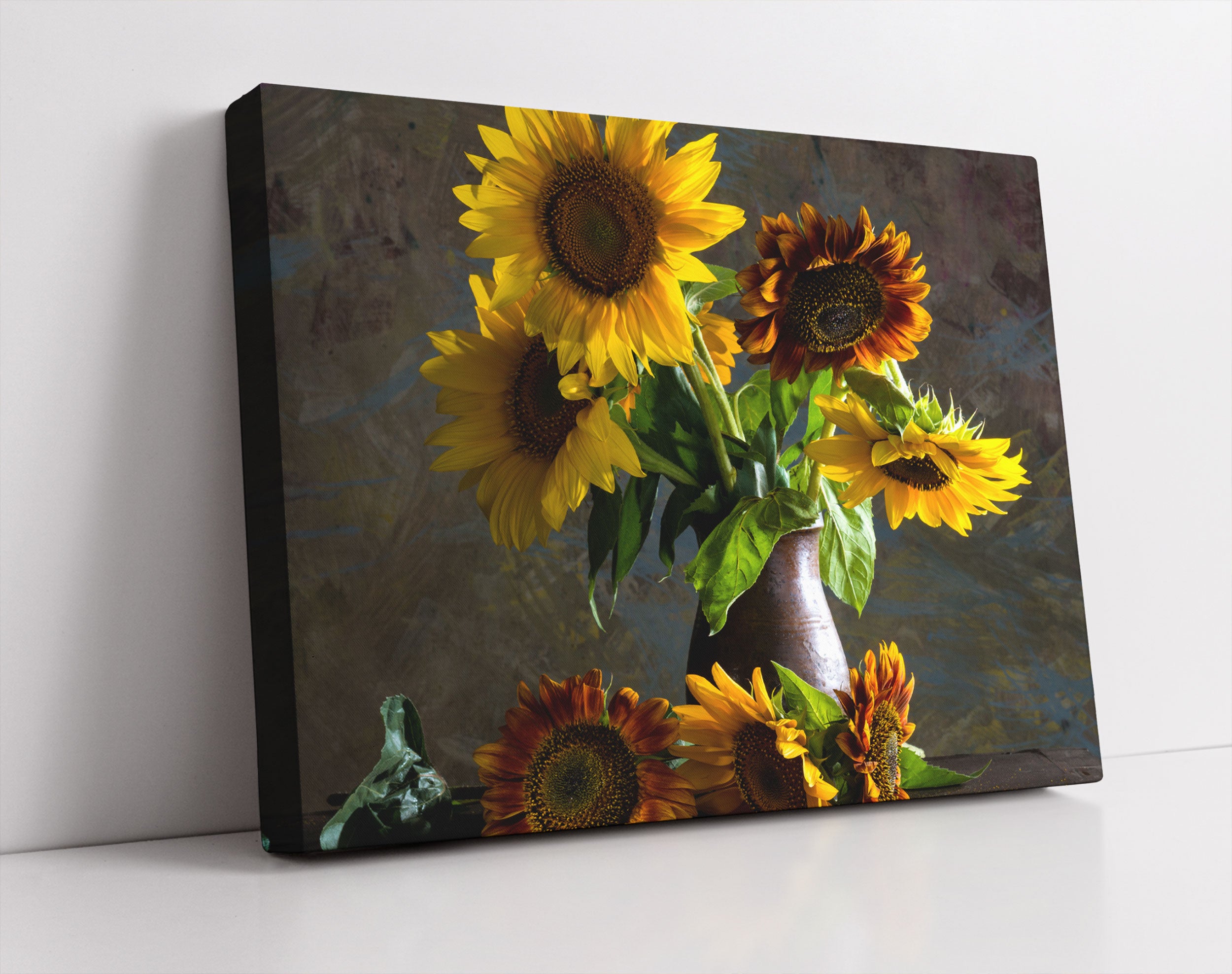 Sonnenblumen in edler Vase - Leinwandbild