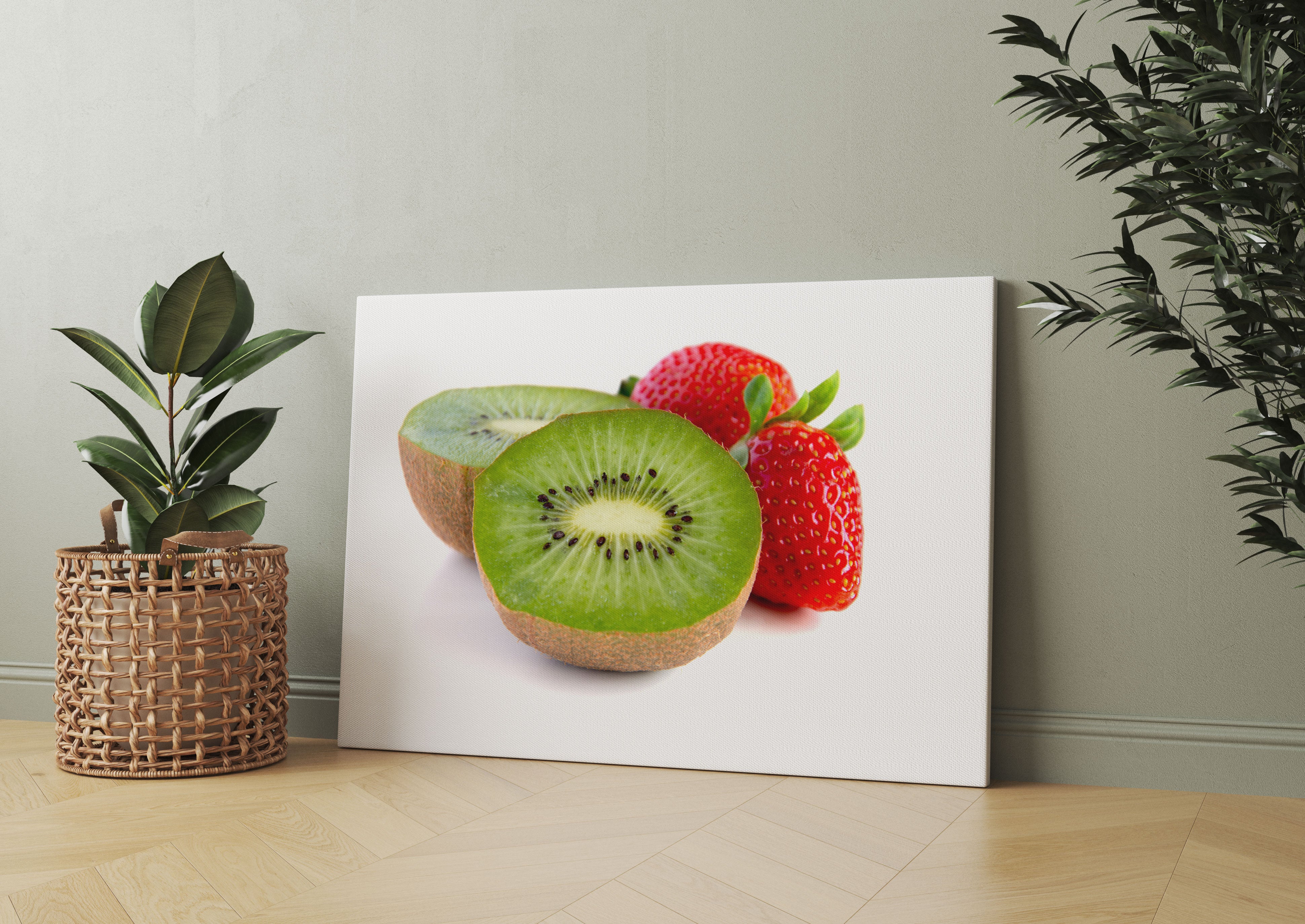 Kiwi und Erdbeeren Leinwandbild Wohnzimmer