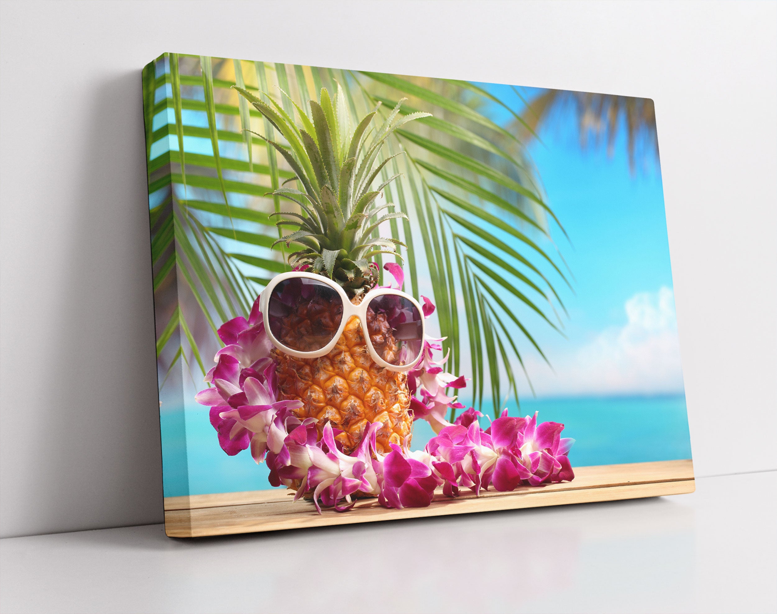 Ananas mit Sonnenbrille - Leinwandbild