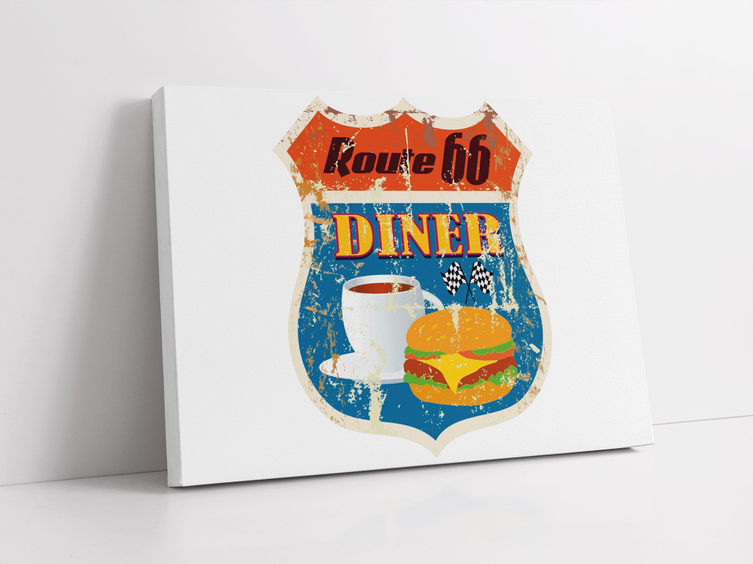 Altes Route 66 Schild Diner Leinwandbild Studio