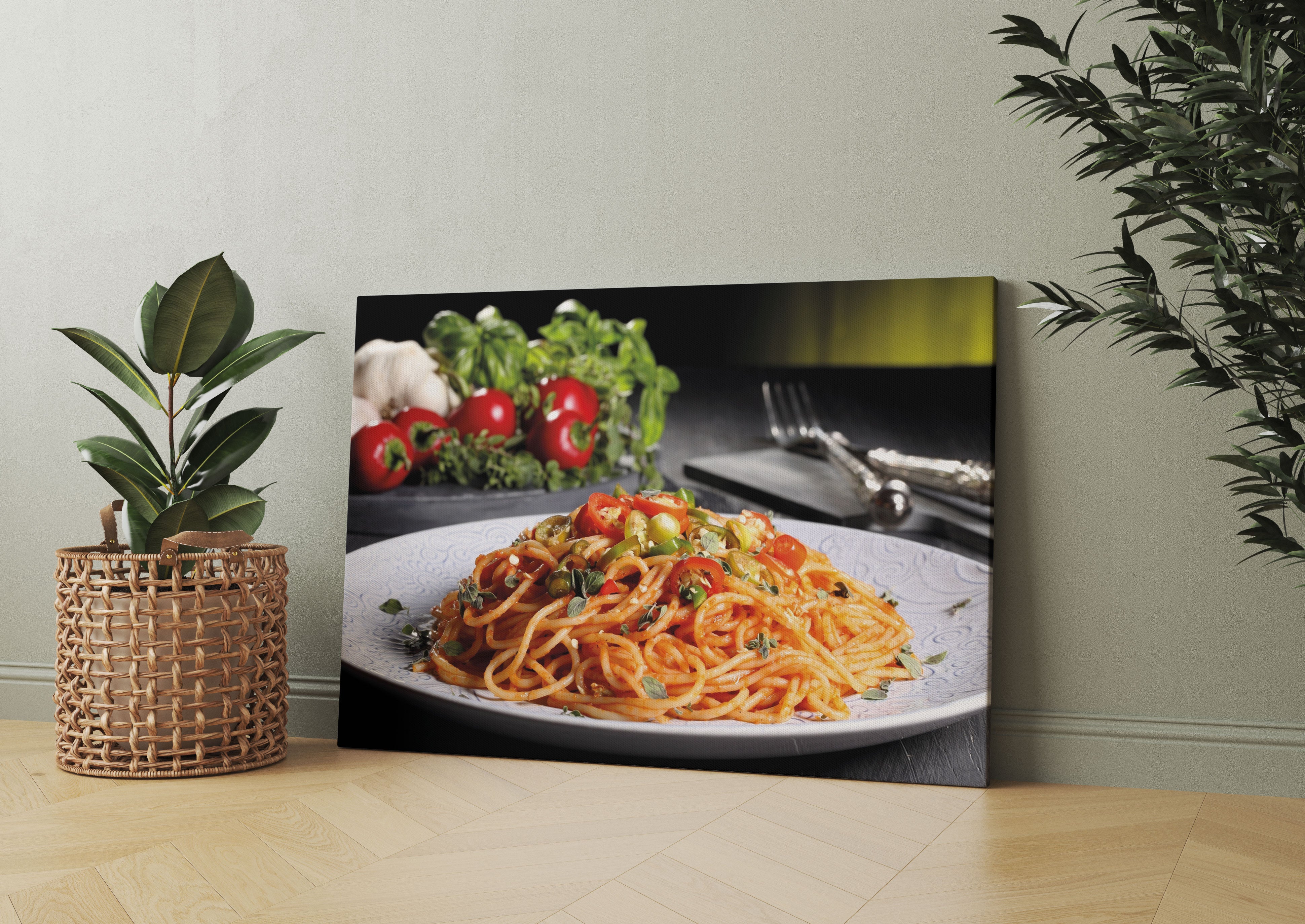 Leckere Spaghetti Italia Leinwandbild Wohnzimmer