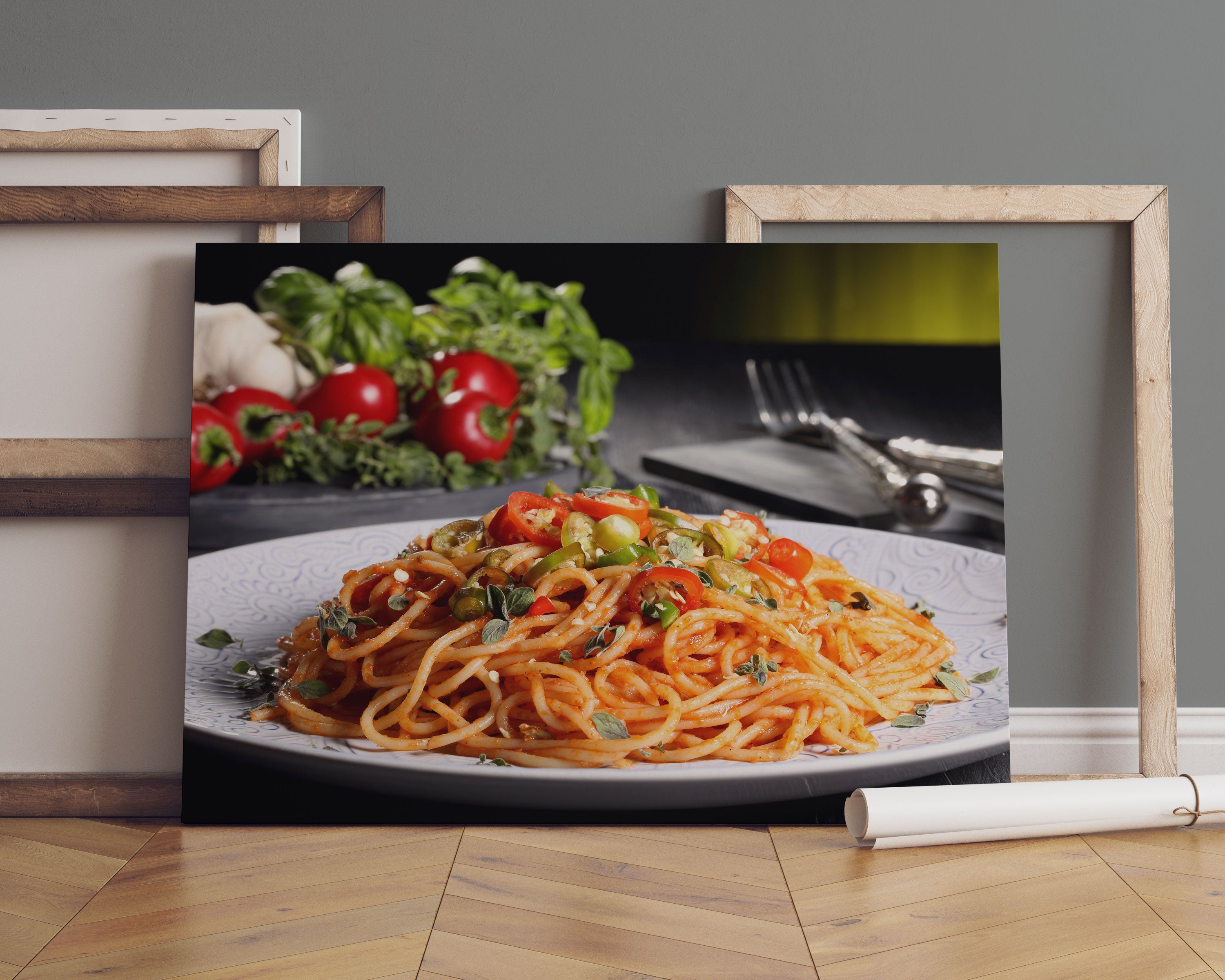 Leckere Spaghetti Italia Leinwandbild Sofa