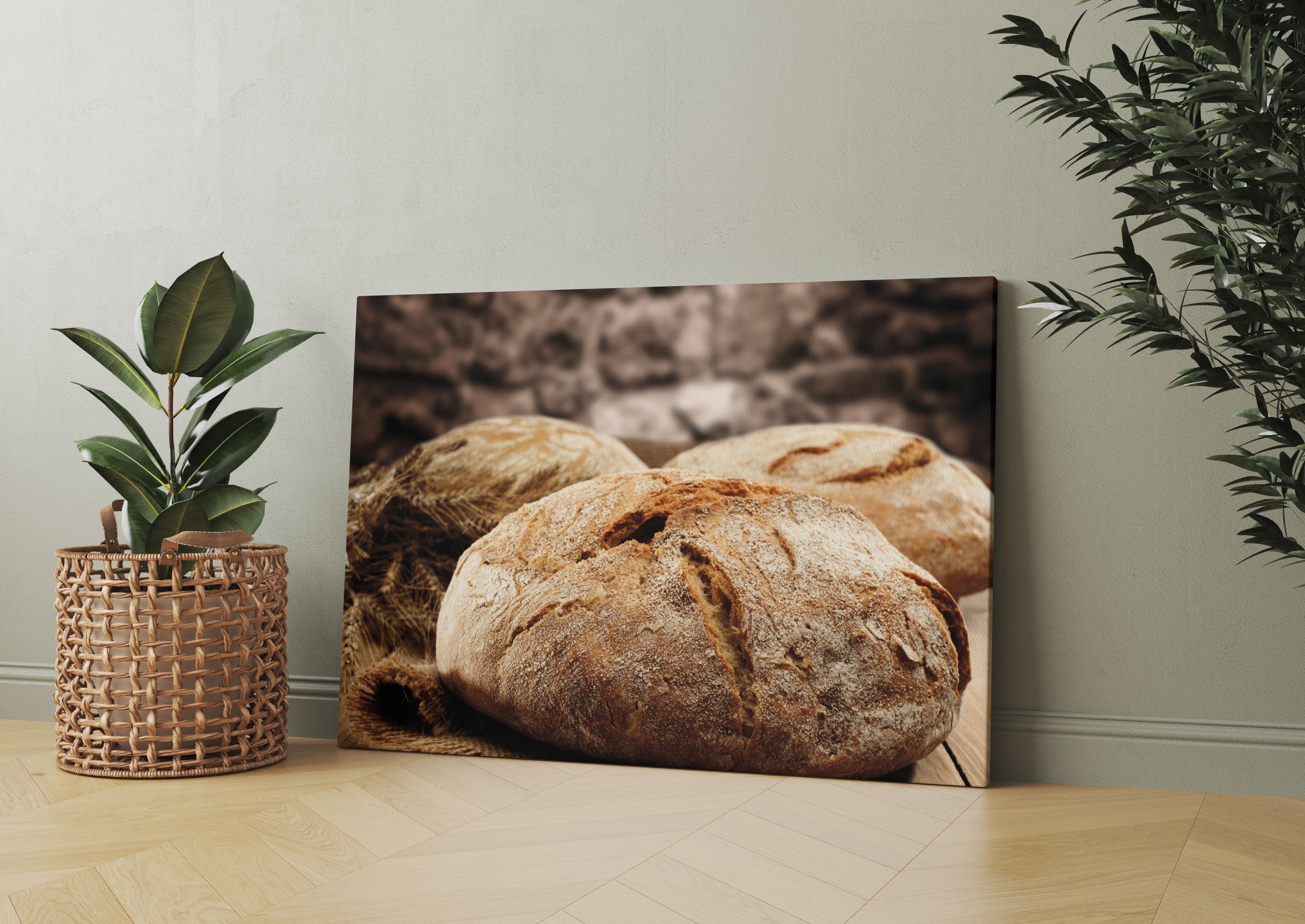 Frisch gebackenes Brot Leinwandbild Wohnzimmer