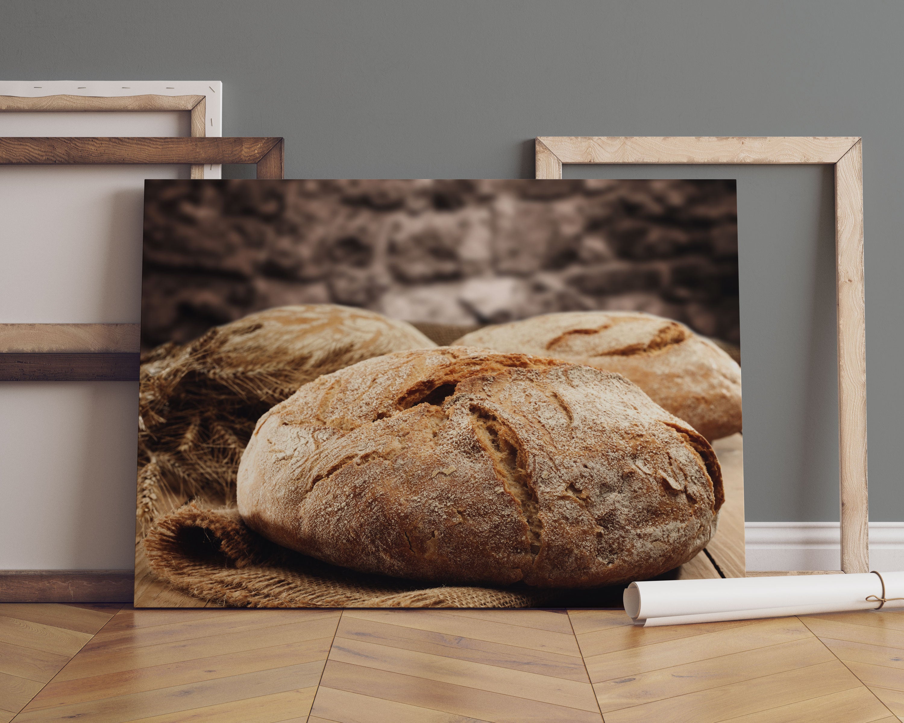 Frisch gebackenes Brot Leinwandbild Sofa