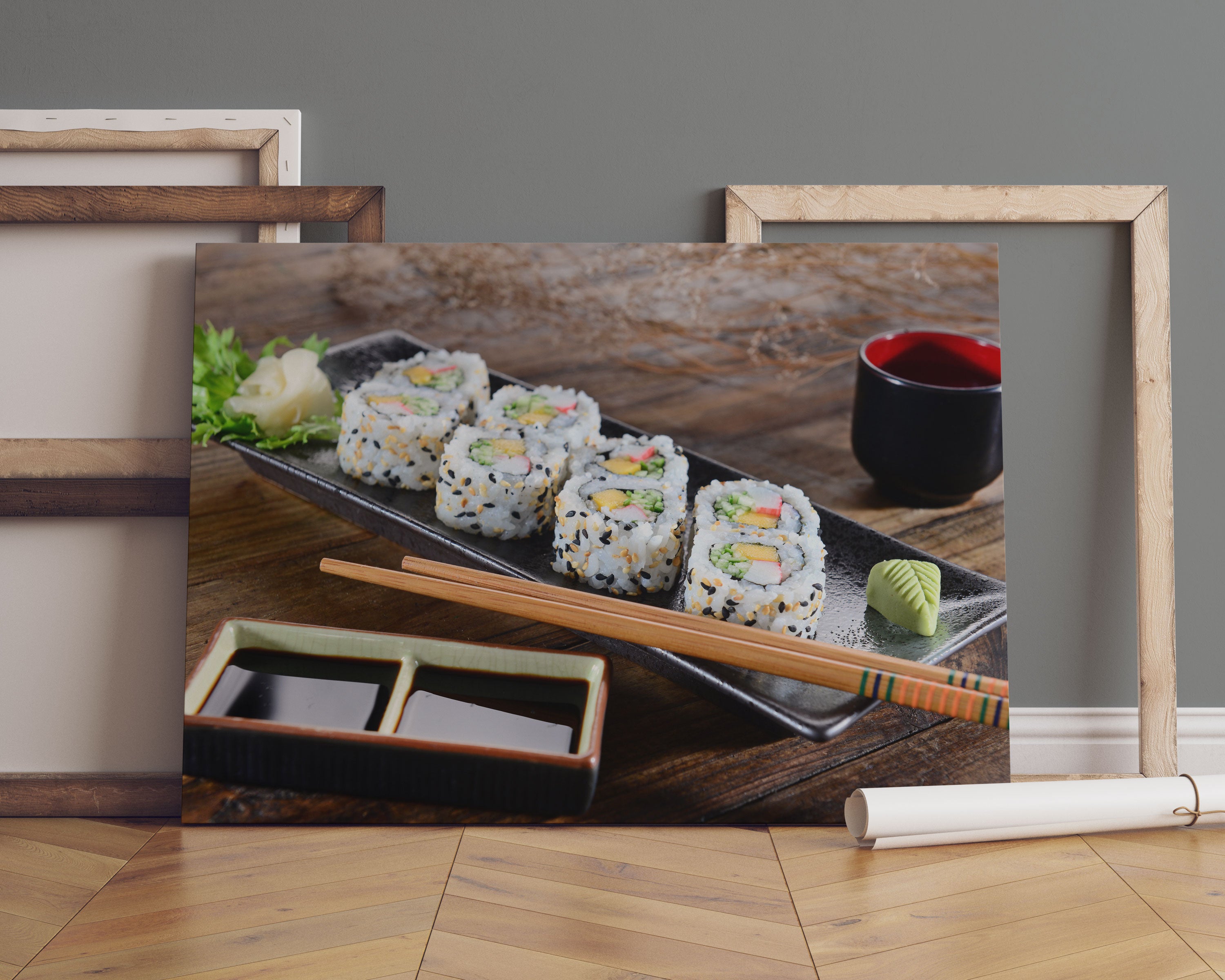 Delikate Inside Out Sushi Rollen Leinwandbild Sofa